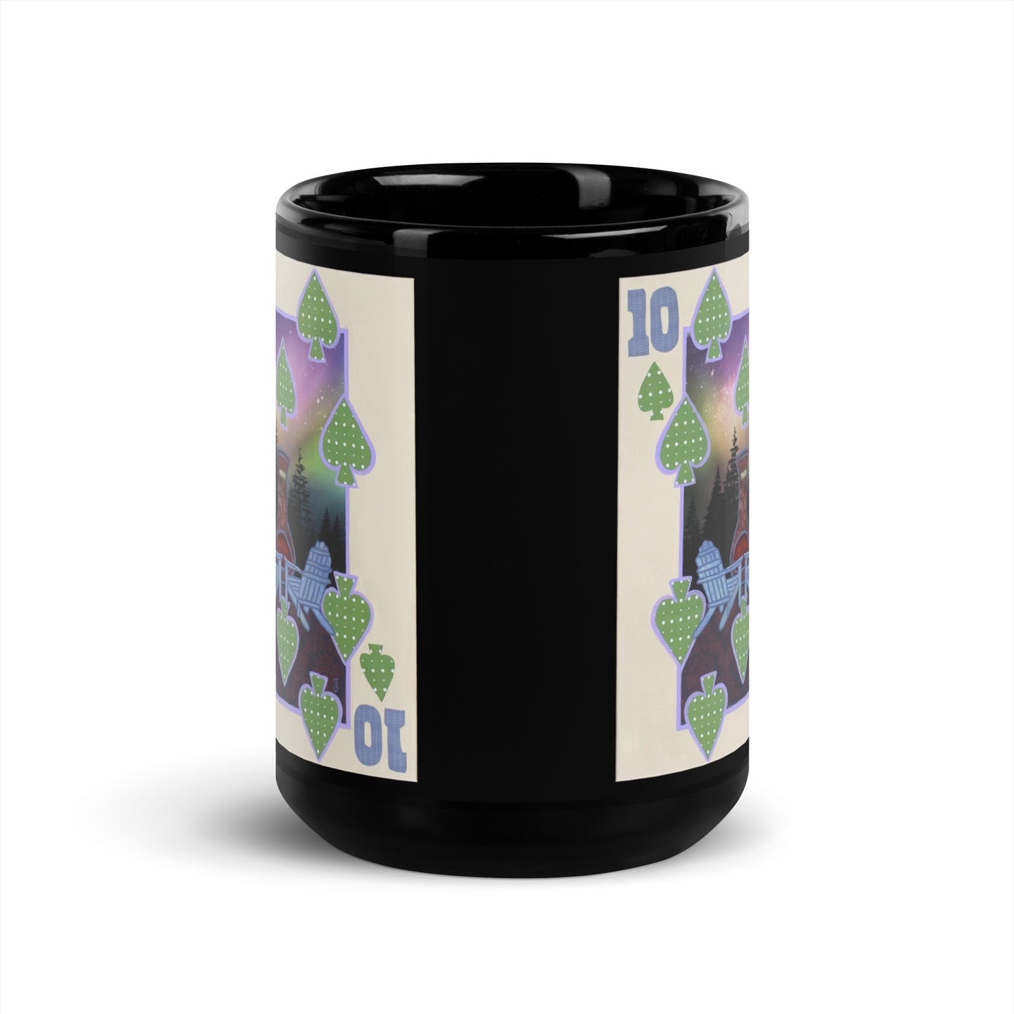 Ten of Spades by Suzanne Villella | Black Glossy Mug