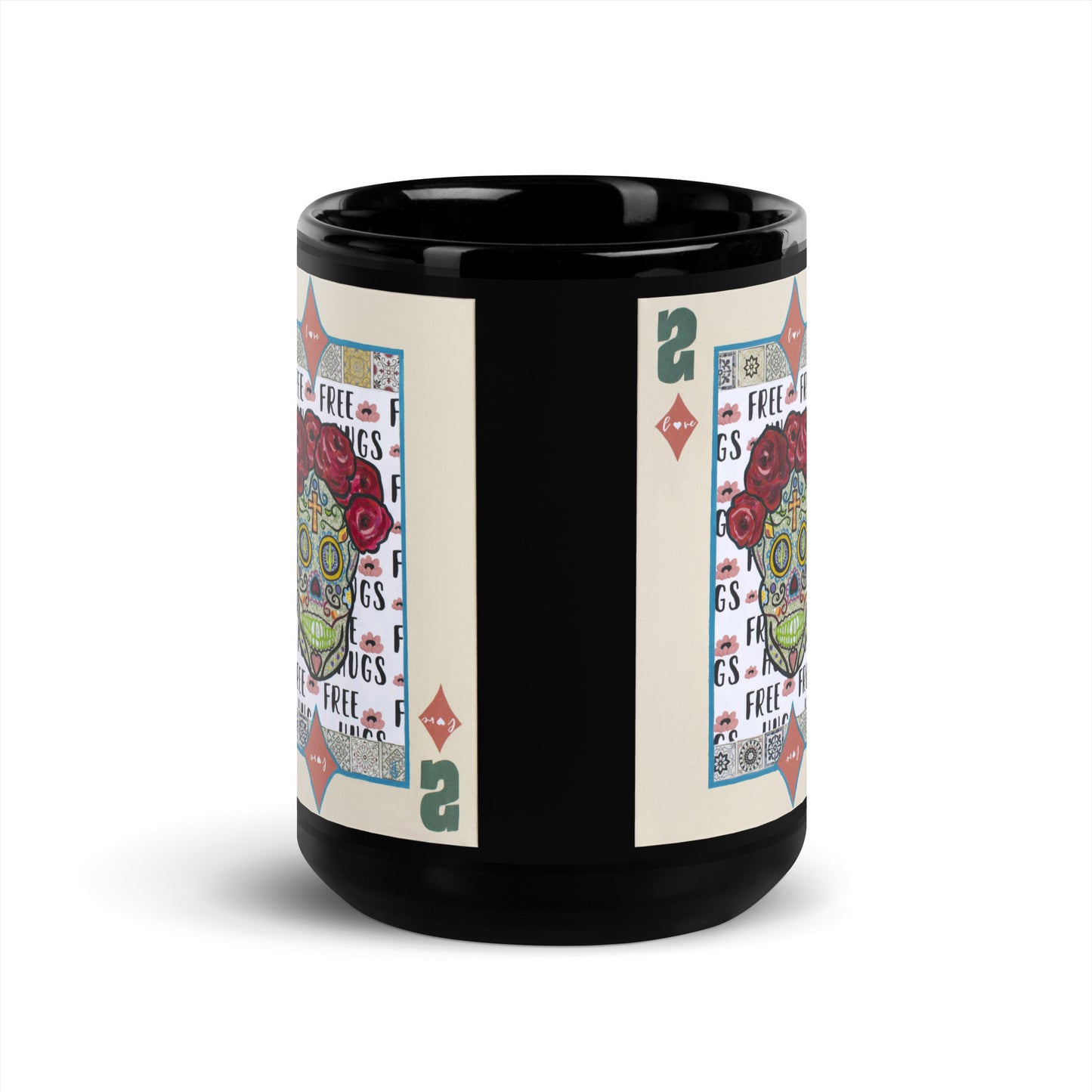 Two of Diamonds by Suzanne Villella | Black Glossy Mug