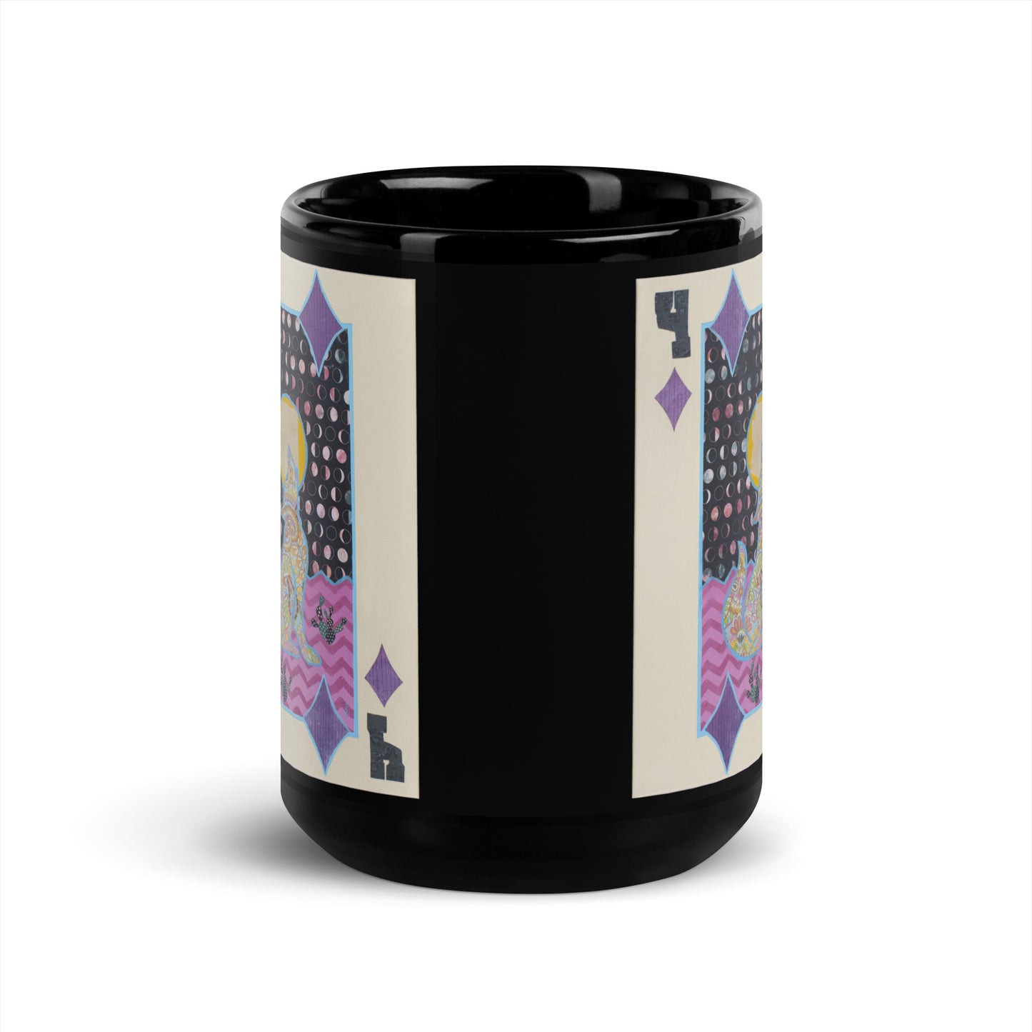 Four of Diamonds by Suzanne Villella | Black Glossy Mug