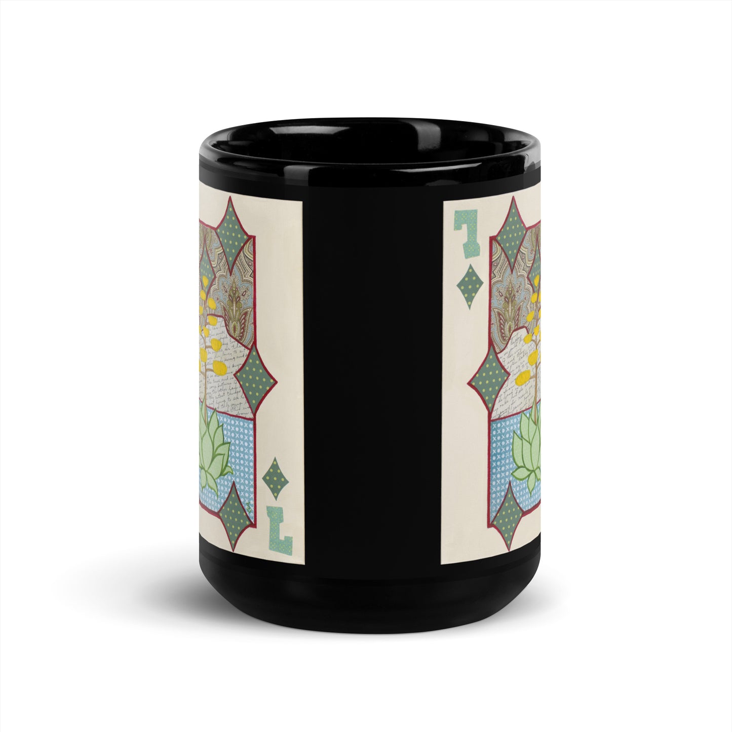 Seven of Diamonds by Suzanne Villella | Black Glossy Mug