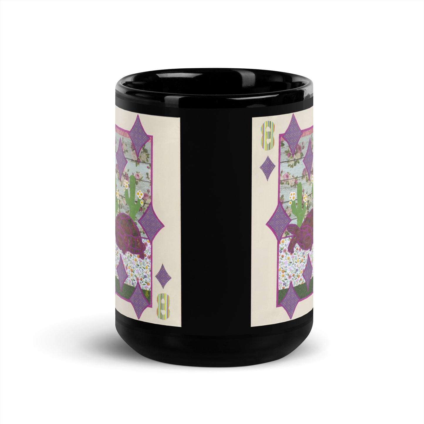 Eight of Diamonds by Suzanne Villella | Black Glossy Mug