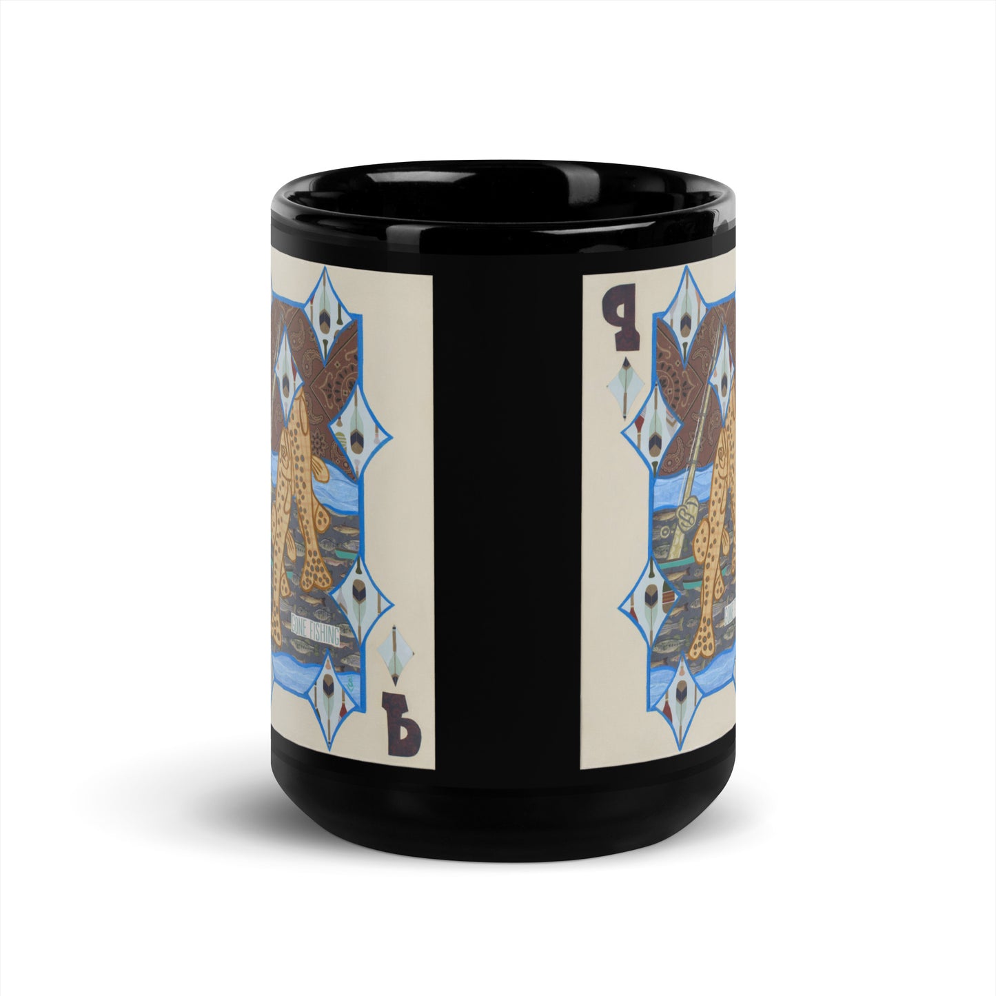 Nine of Diamonds by Suzanne Villella | Black Glossy Mug