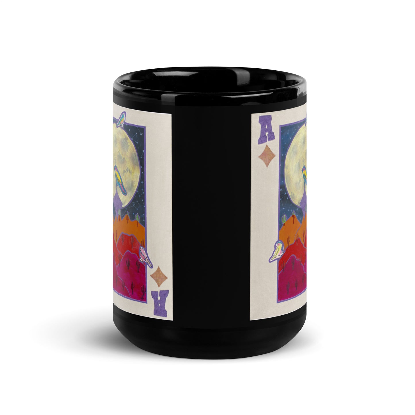 Ace of Diamonds by Suzanne Villella | Black Glossy Mug