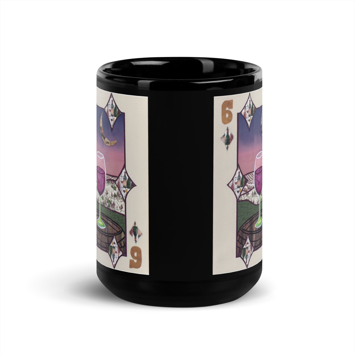 Six of Diamonds by Suzanne Villella | Black Glossy Mug