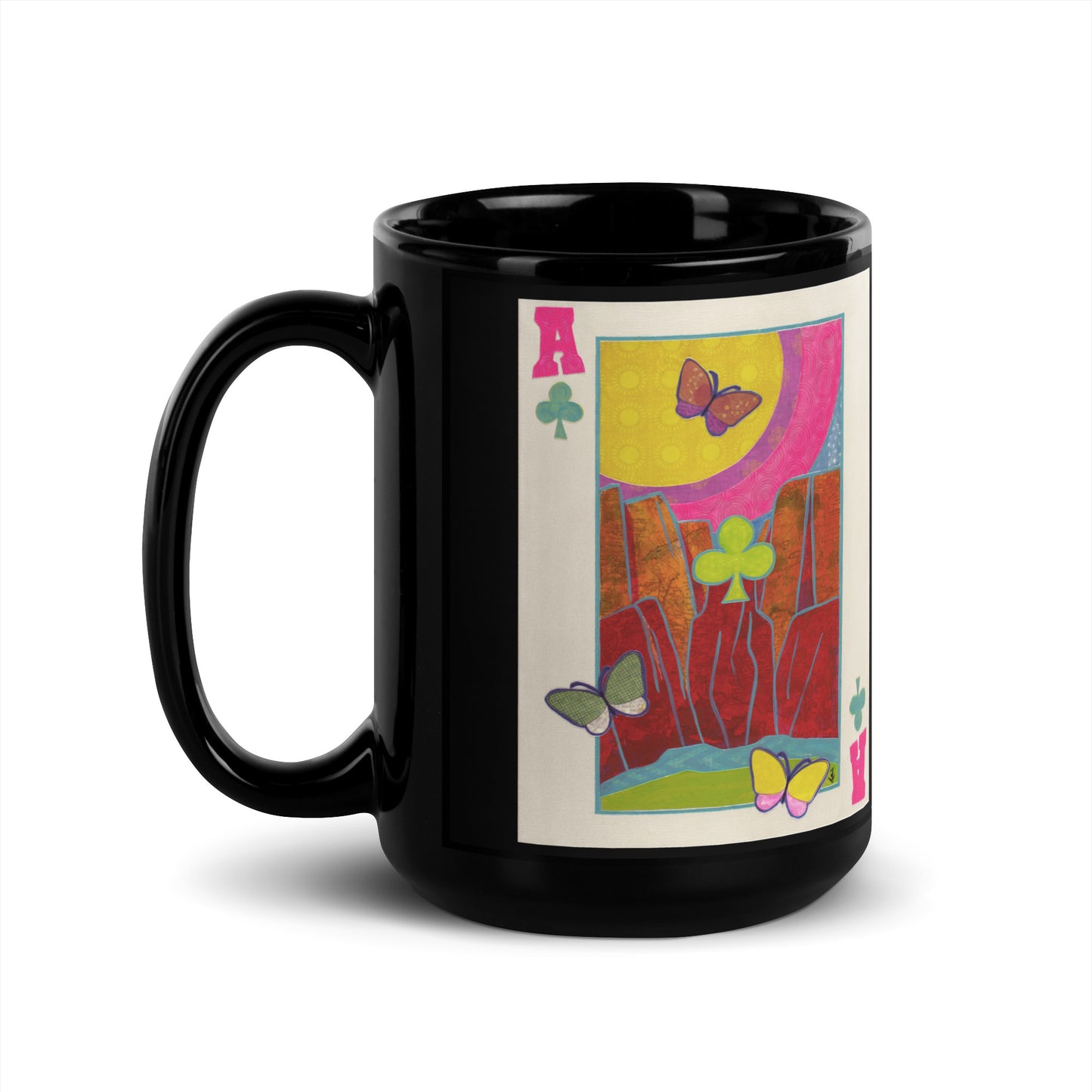 Ace of Clubs by Suzanne Villella | Black Glossy Mug