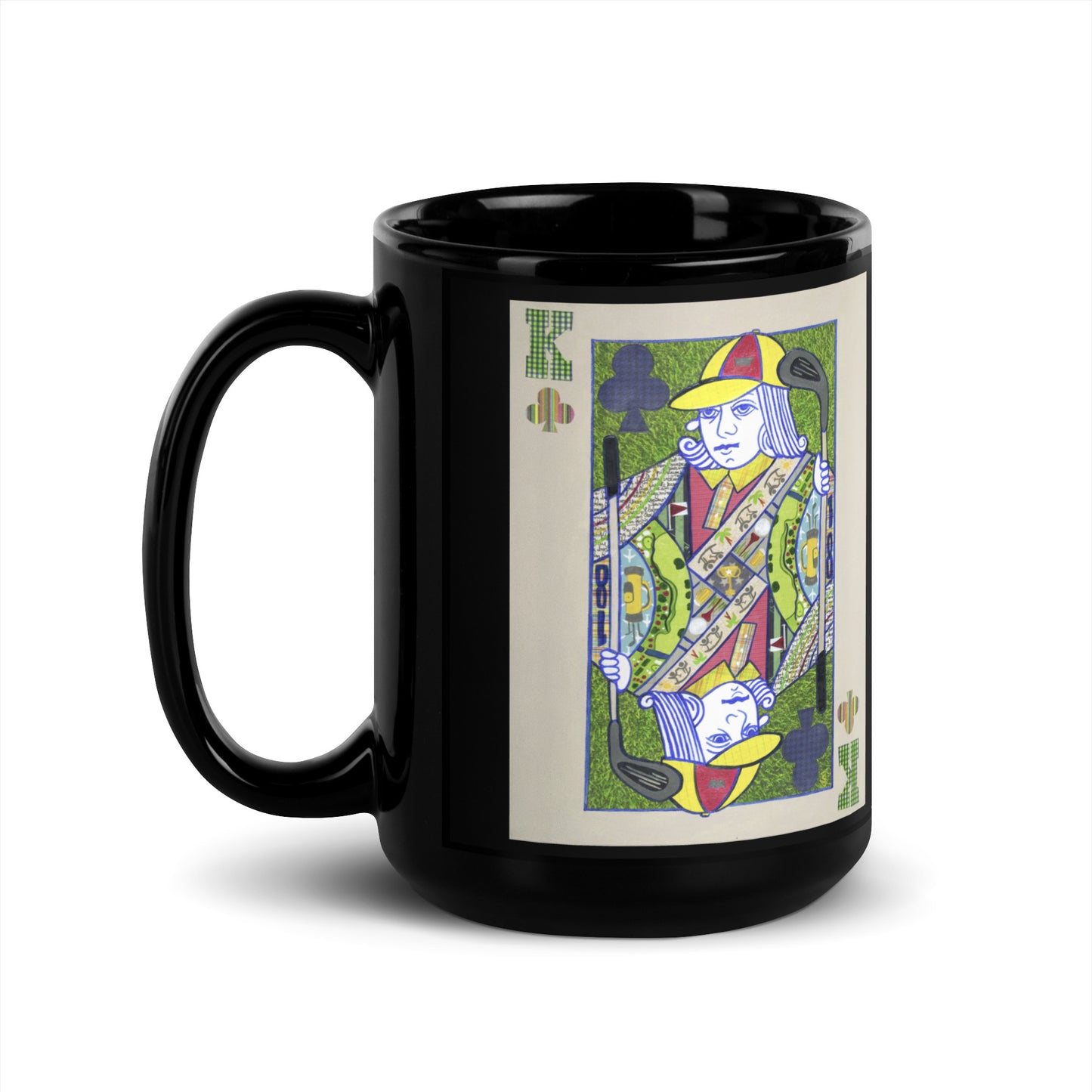 King of Clubs by Suzanne Villella | Black Glossy Mug