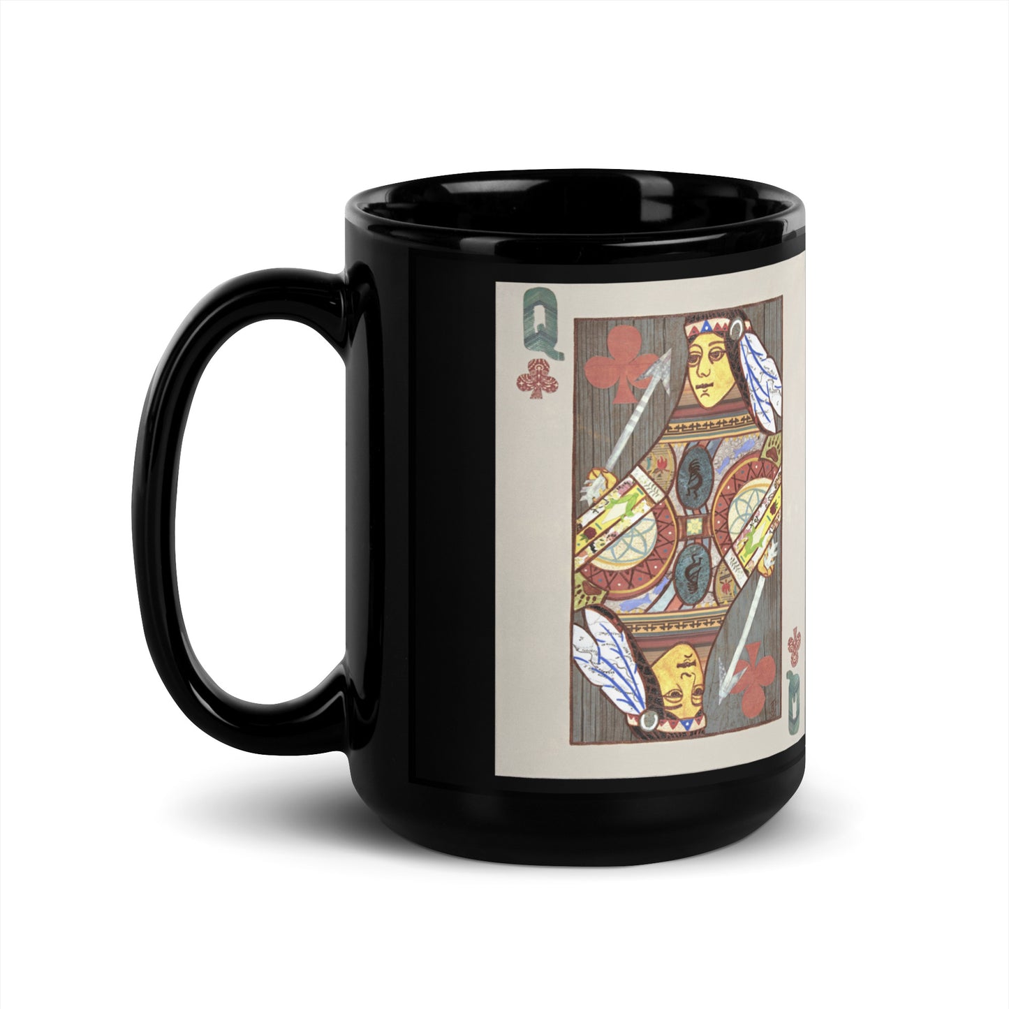 Queen of Clubs by Suzanne Villella | Black Glossy Mug