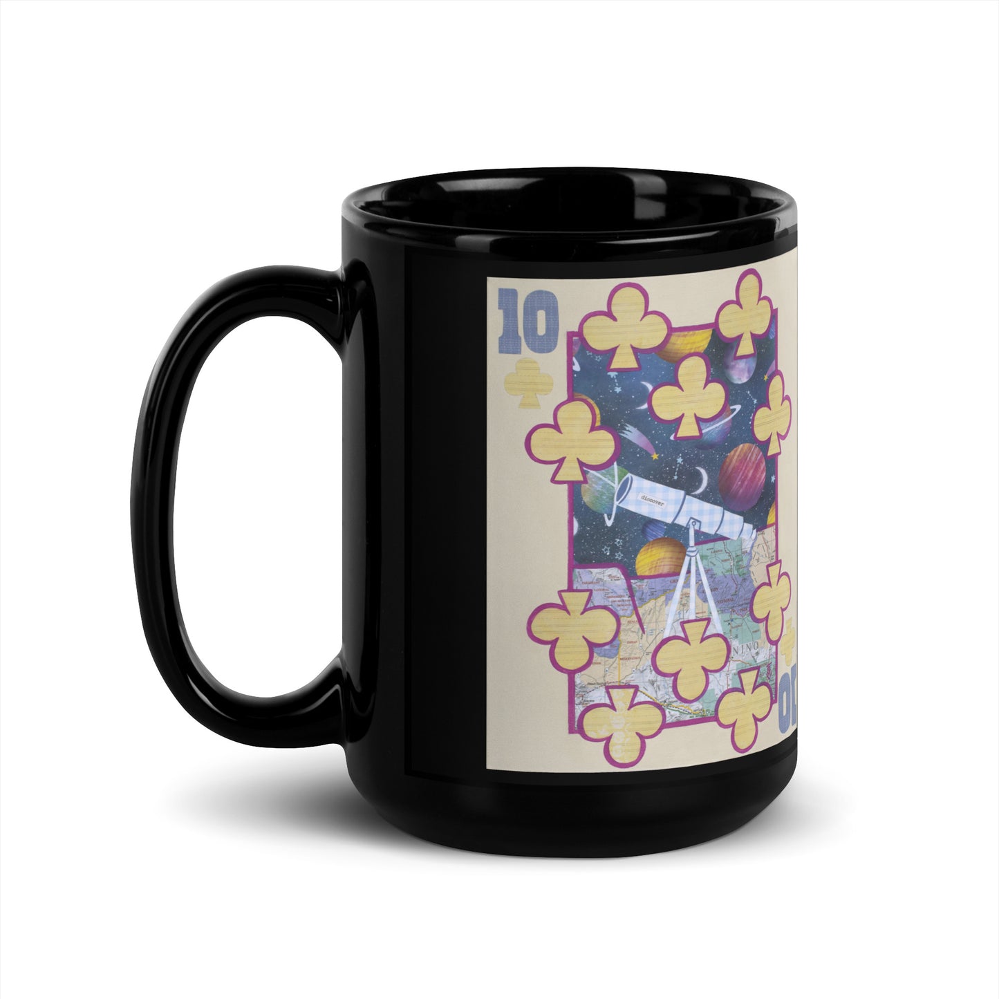 Ten of Clubs by Suzanne Villella | Black Glossy Mug