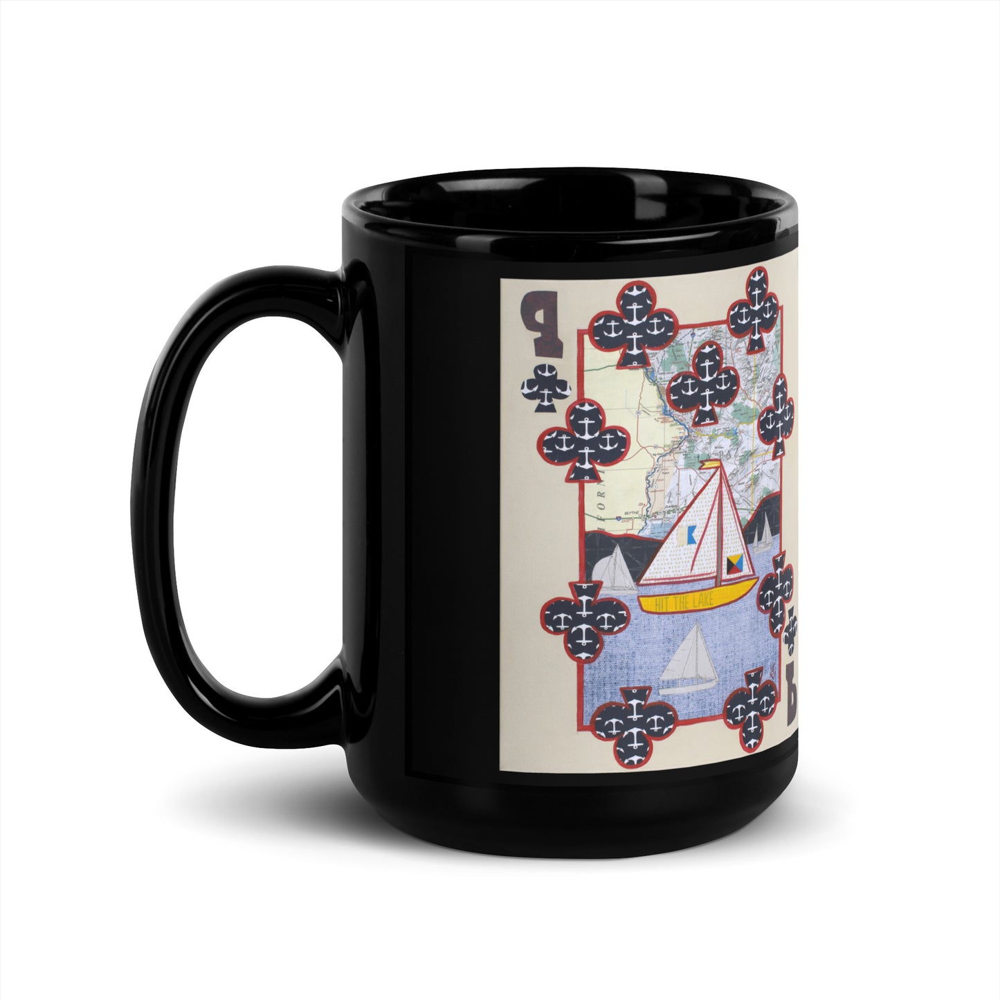 Nine of Clubs by Suzanne Villella | Black Glossy Mug