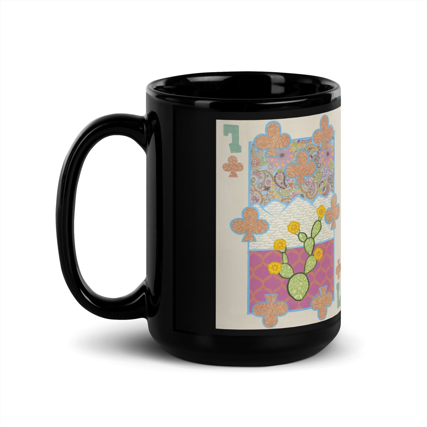 Seven of Clubs by Suzanne Villella | Black Glossy Mug