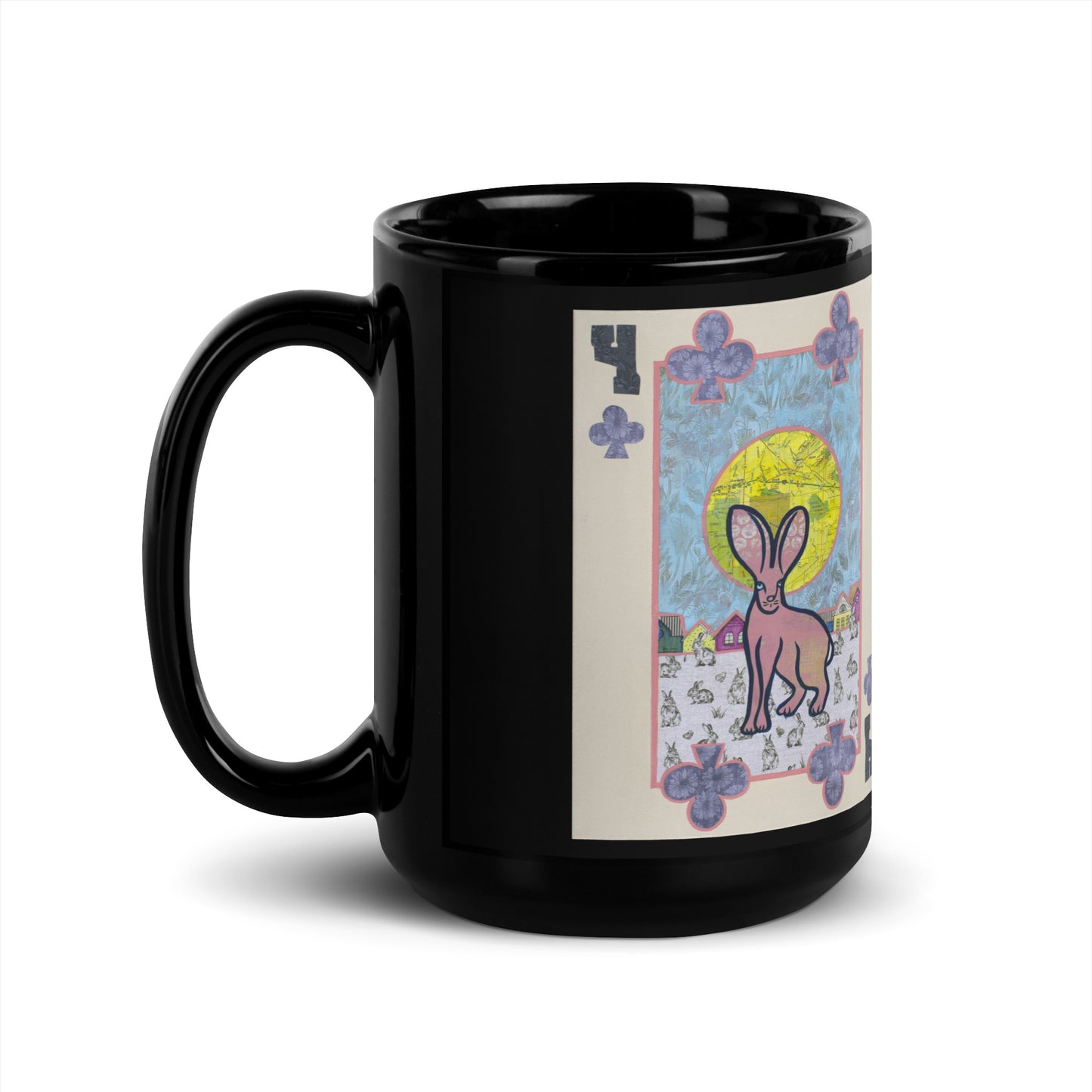 Four of Clubs by Suzanne Villella | Black Glossy Mug