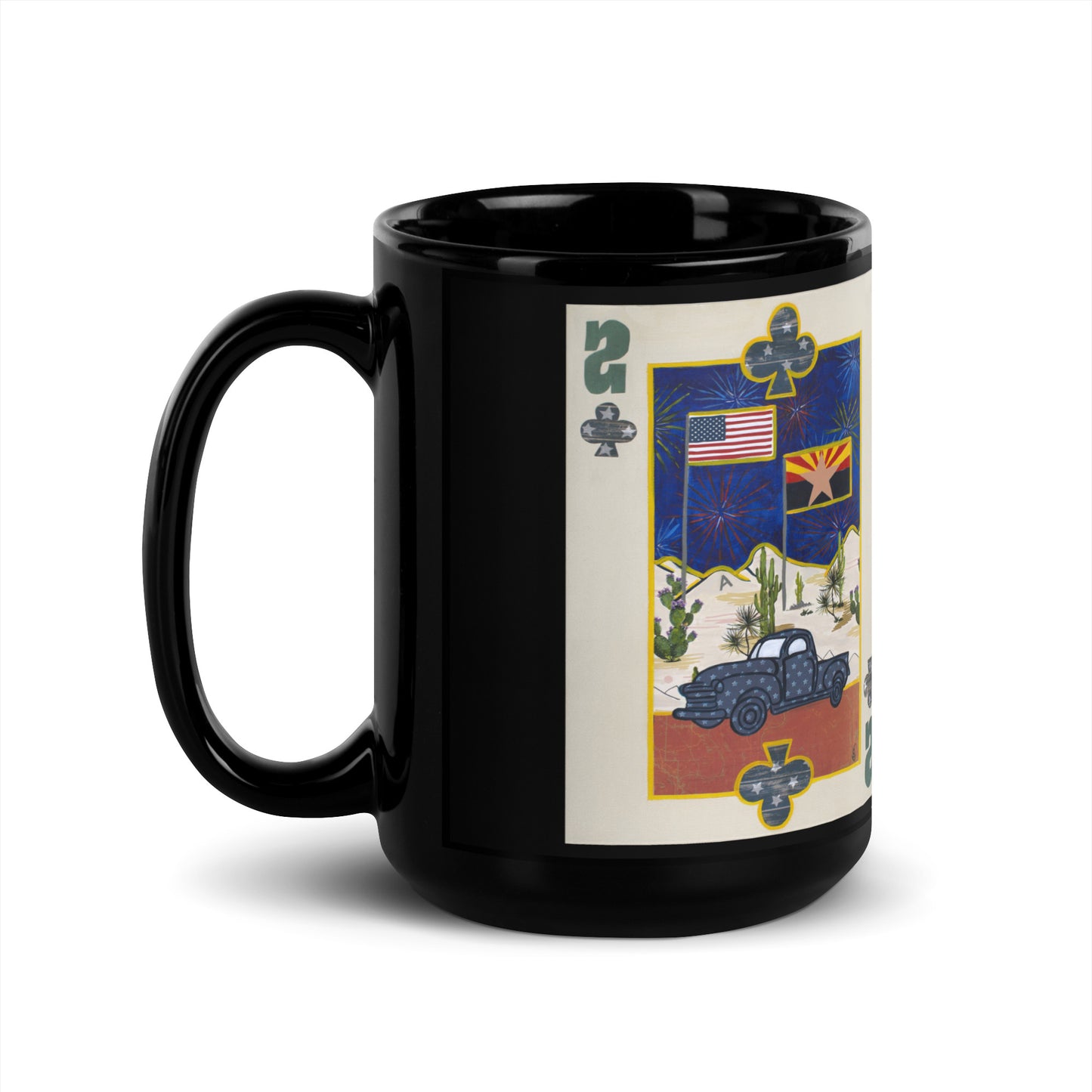 Two of Clubs by Suzanne Villella | Black Glossy Mug