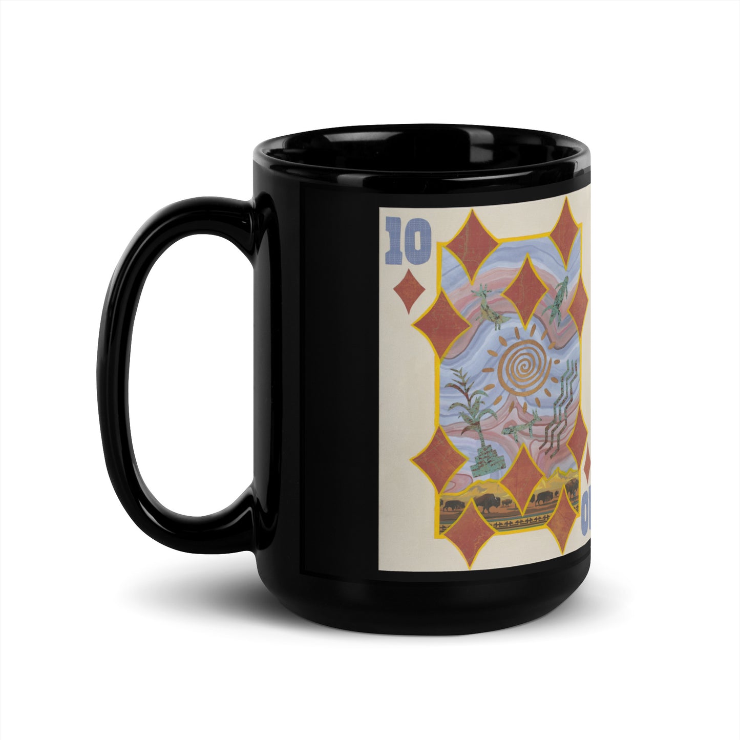 Ten of Diamonds by Suzanne Villella | Black Glossy Mug