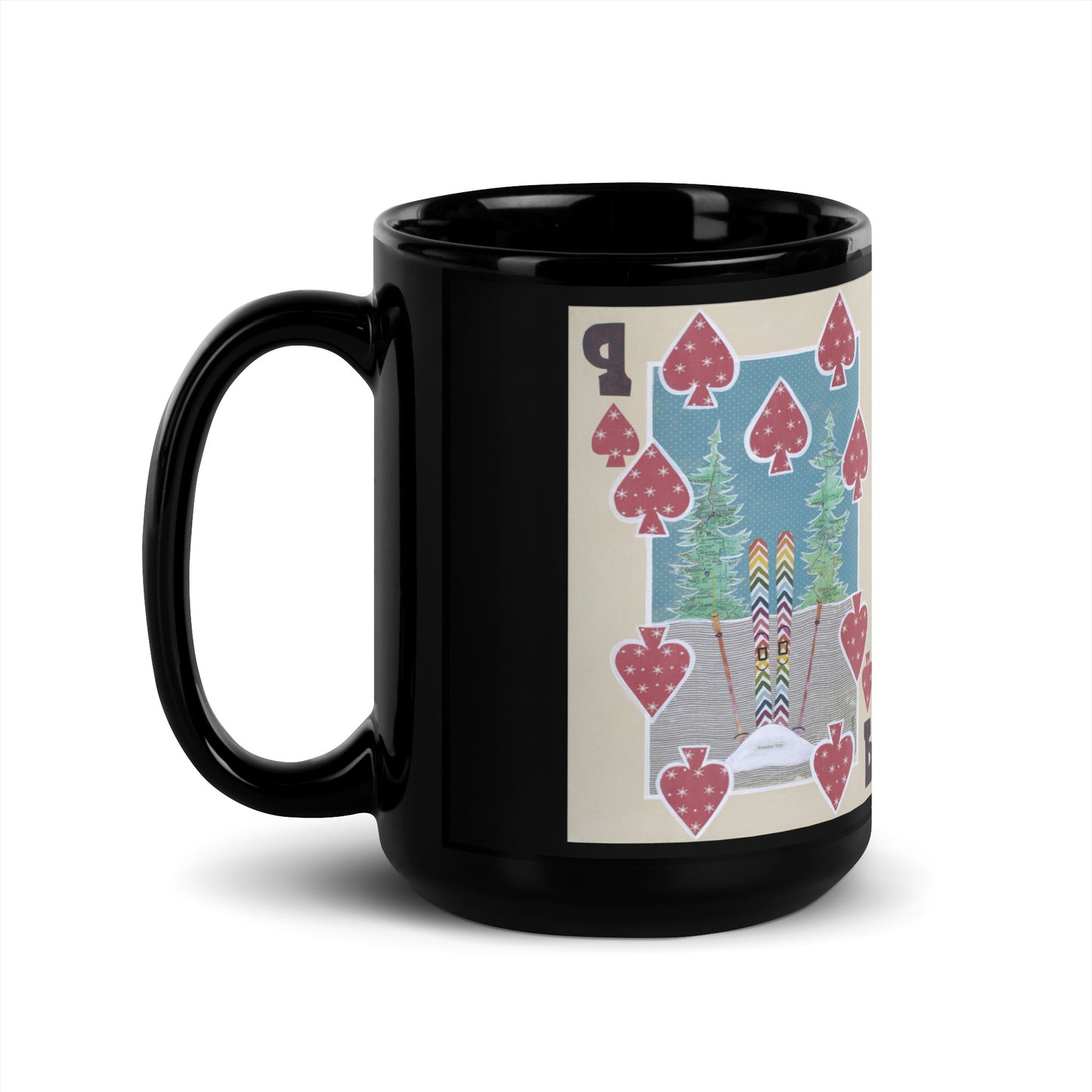 Nine of Spades by Suzanne Villella | Black Glossy Mug