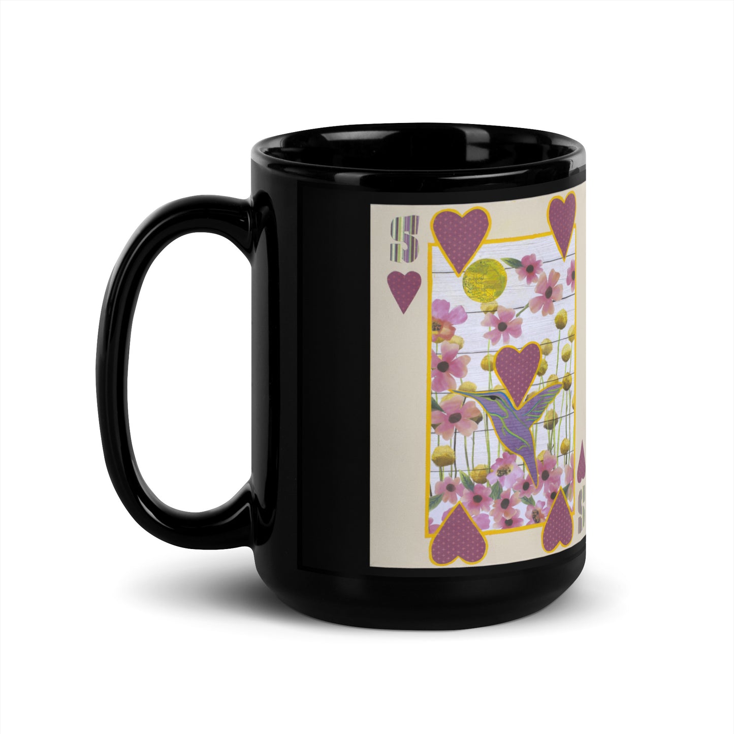 Five of Hearts by Suzanne Villella | Black Glossy Mug
