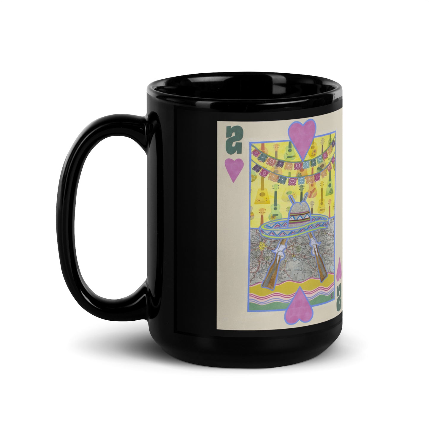 Two of Hearts by Suzanne Villella | Black Glossy Mug