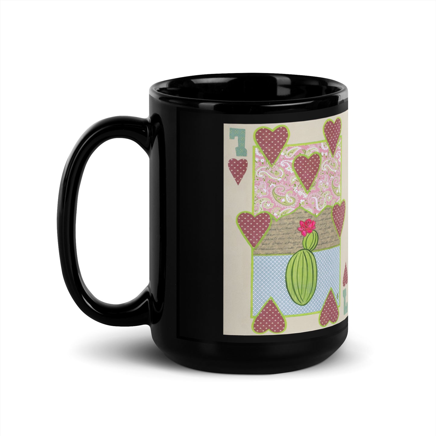 Seven of Hearts by Suzanne Villella | Black Glossy Mug