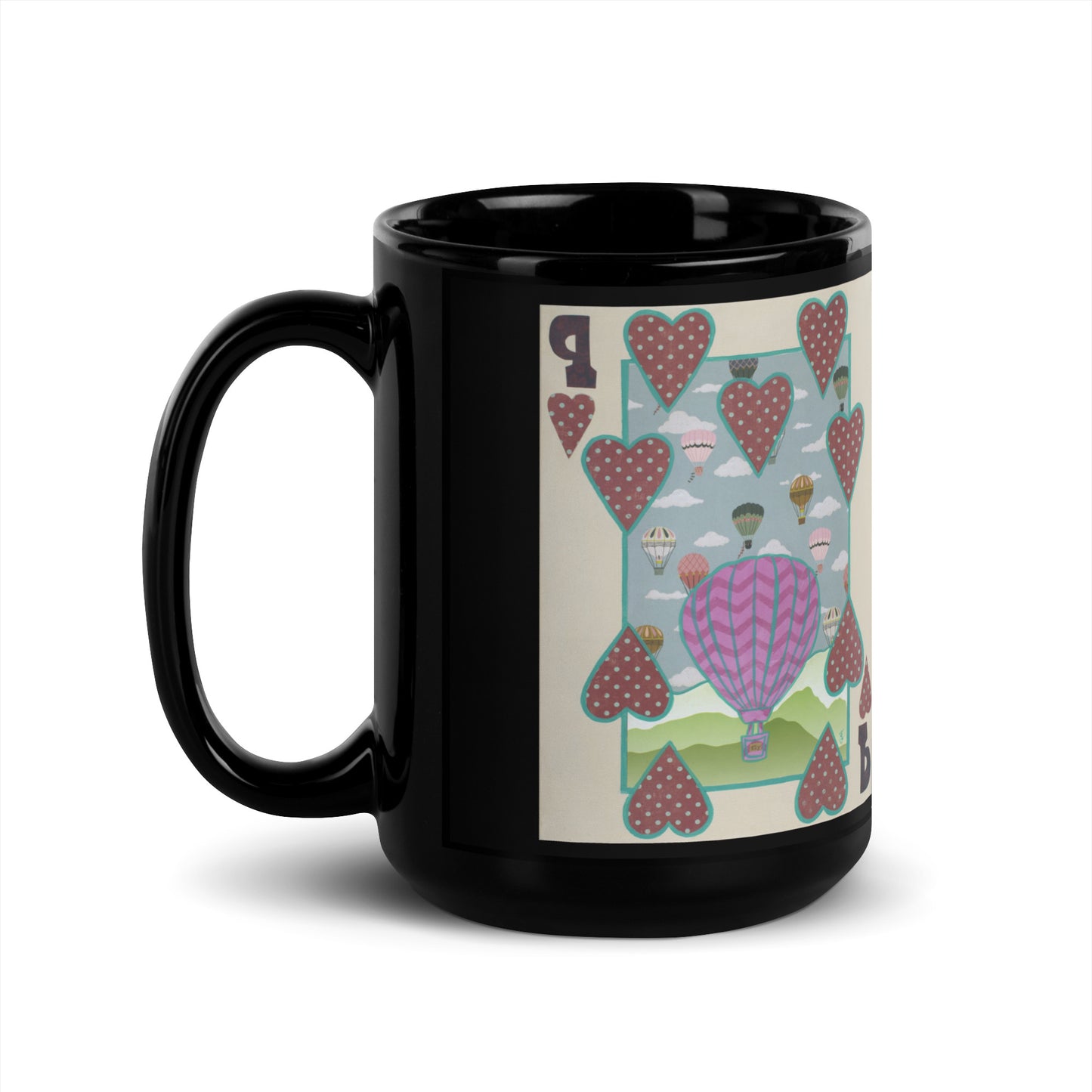 Nine of Hearts by Suzanne Villella | Black Glossy Mug