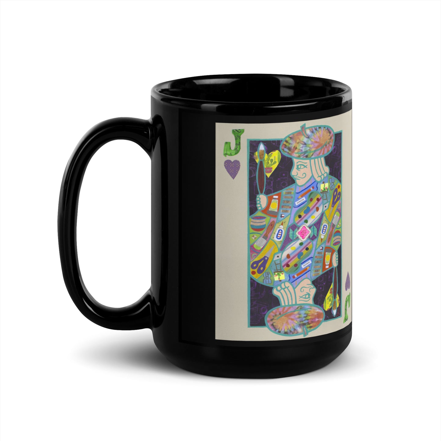 Jack of Hearts by Suzanne Villella | Black Glossy Mug