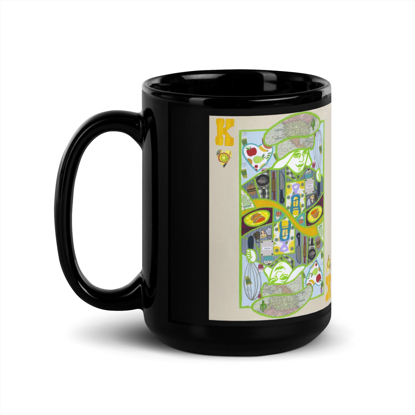 King of Hearts by Suzanne Villella | Black Glossy Mug