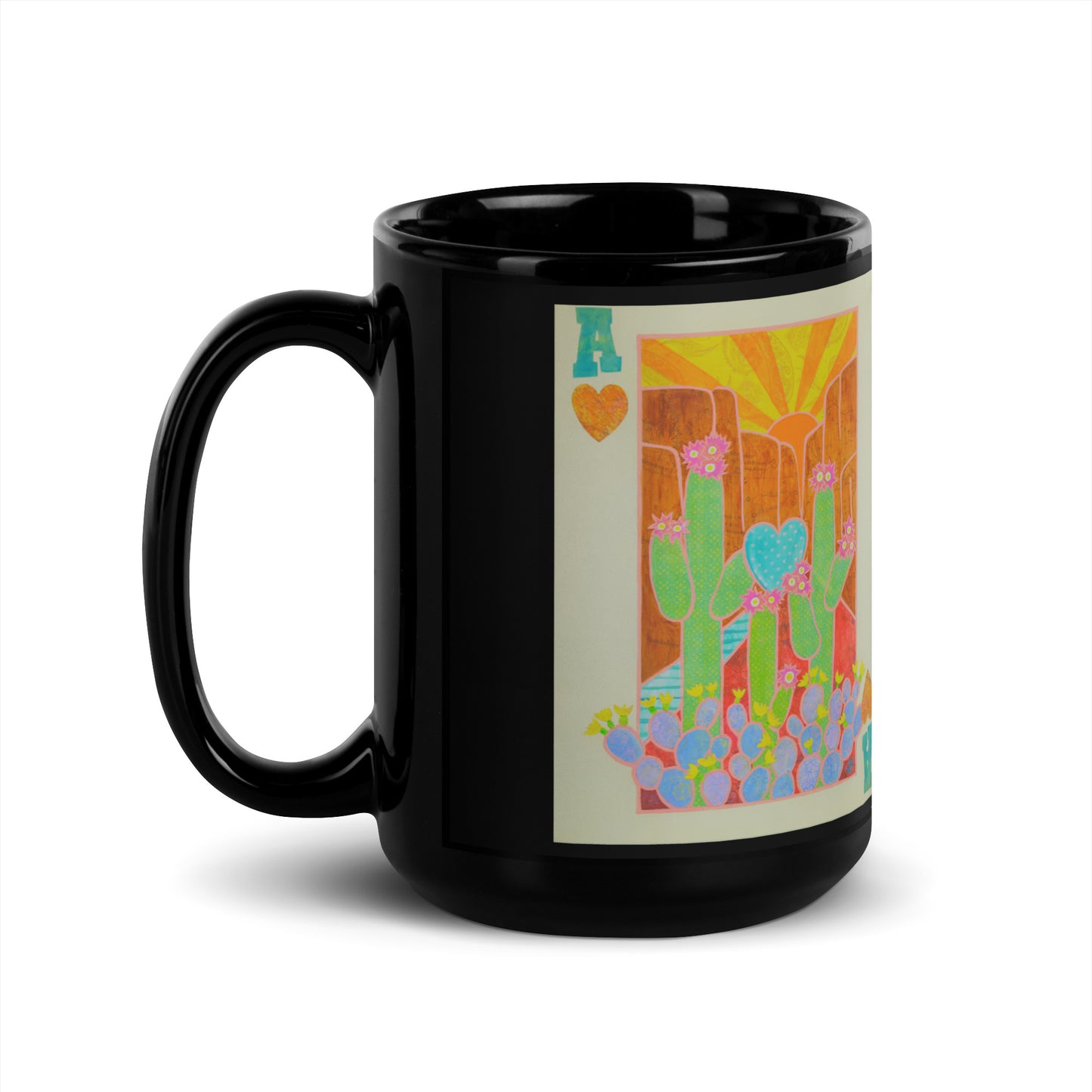 Ace of Hearts by Suzanne Villella | Black Glossy Mug