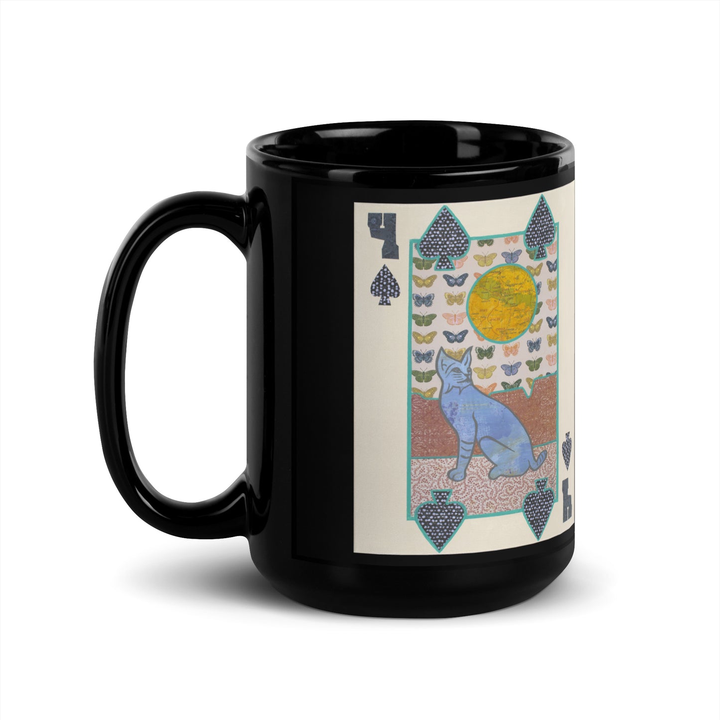 Four of Spades by Suzanne Villella | Black Glossy Mug