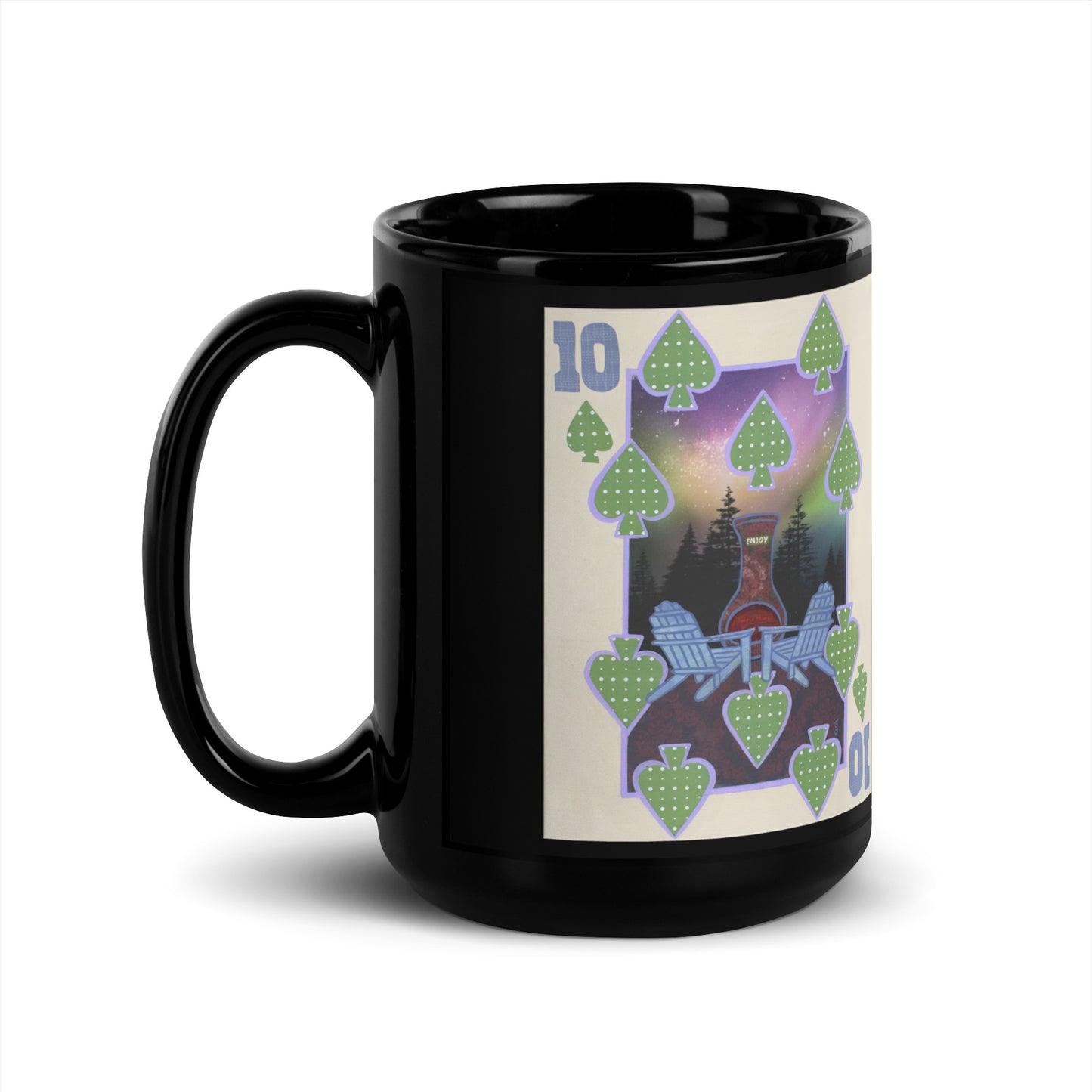 Ten of Spades by Suzanne Villella | Black Glossy Mug