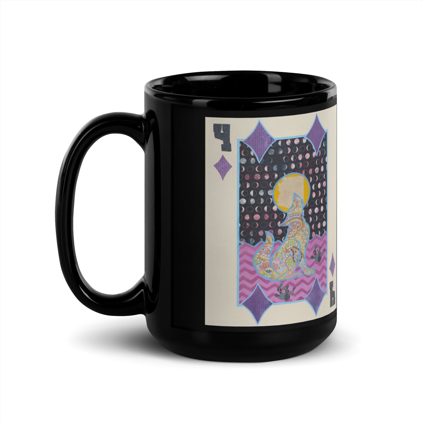 Four of Diamonds by Suzanne Villella | Black Glossy Mug