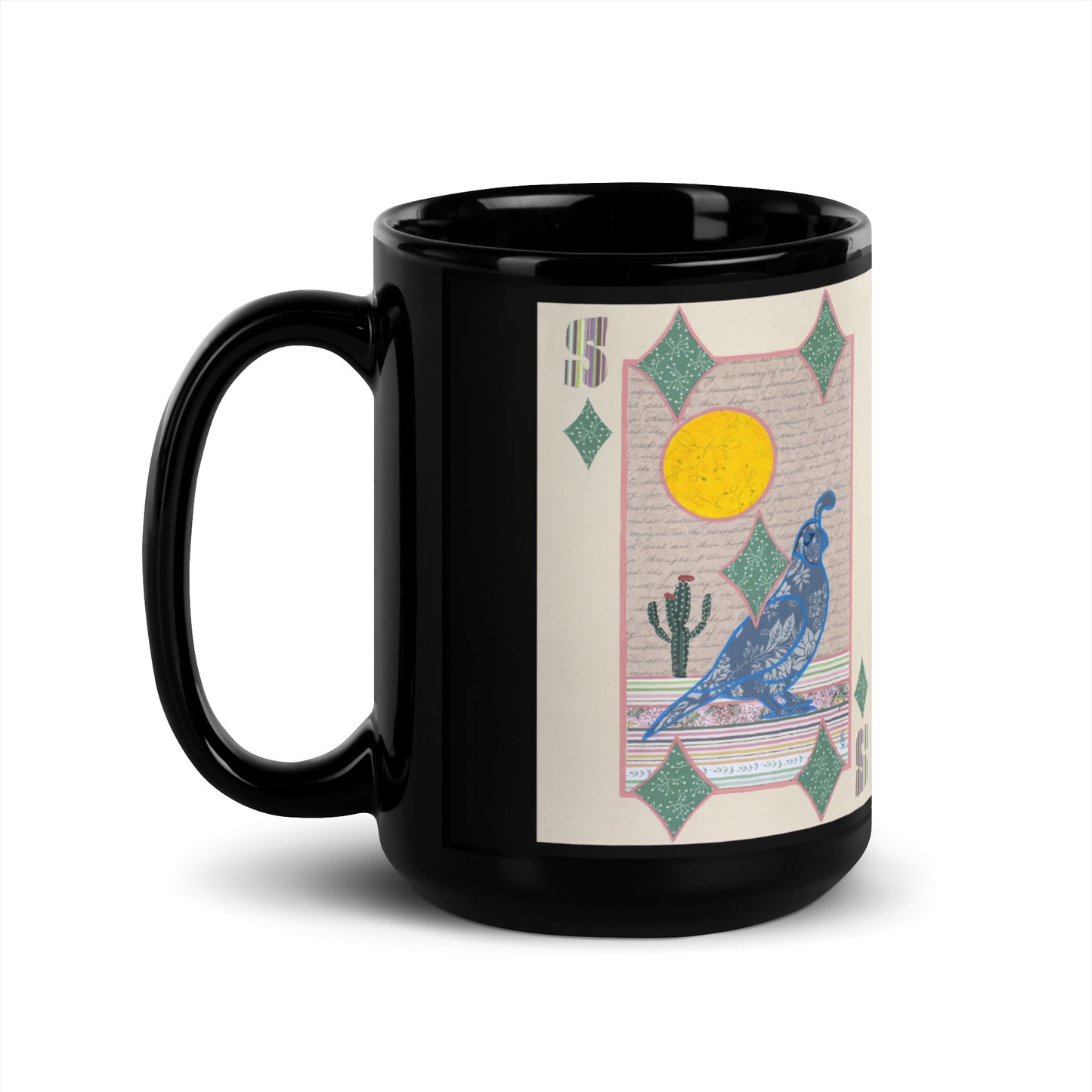 Five of Diamonds by Suzanne Villella | Black Glossy Mug