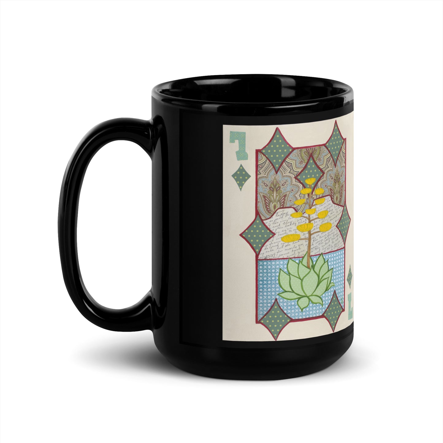 Seven of Diamonds by Suzanne Villella | Black Glossy Mug