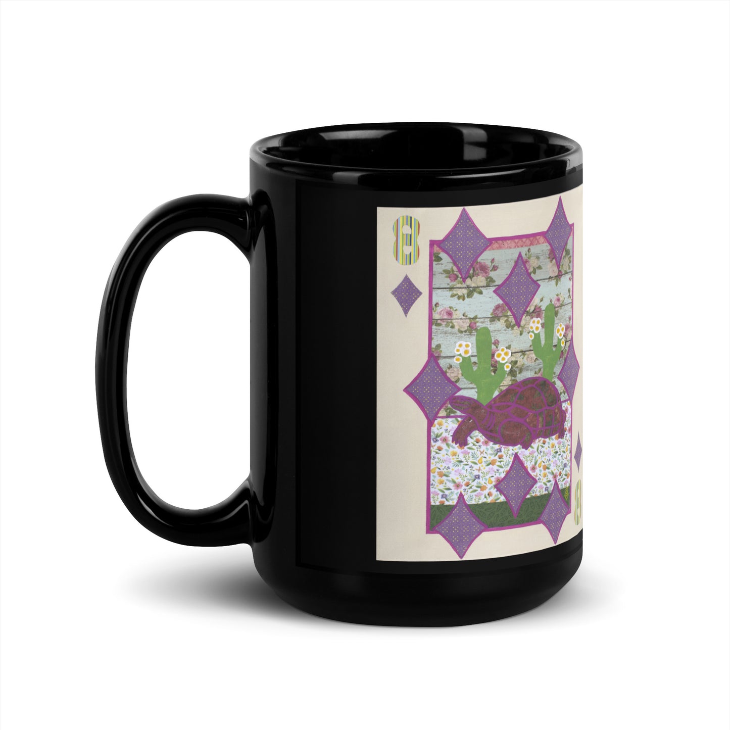 Eight of Diamonds by Suzanne Villella | Black Glossy Mug