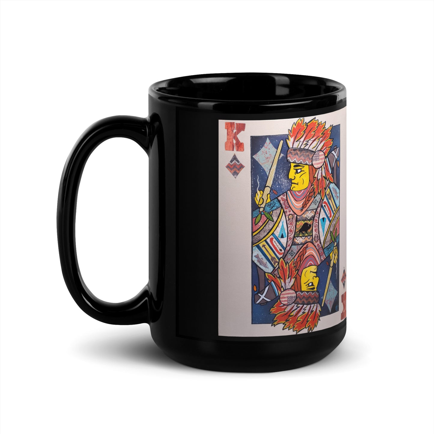 King of Diamonds by Suzanne Villella | Black Glossy Mug