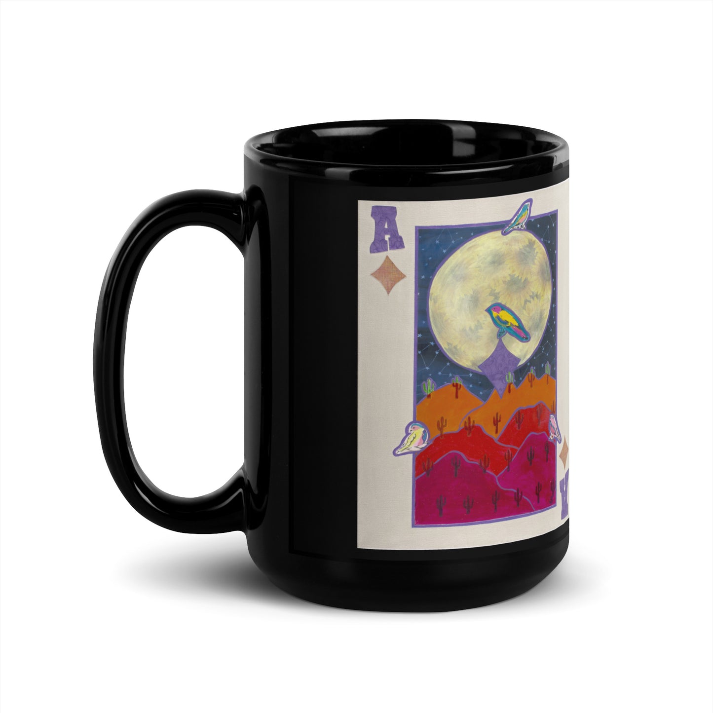 Ace of Diamonds by Suzanne Villella | Black Glossy Mug