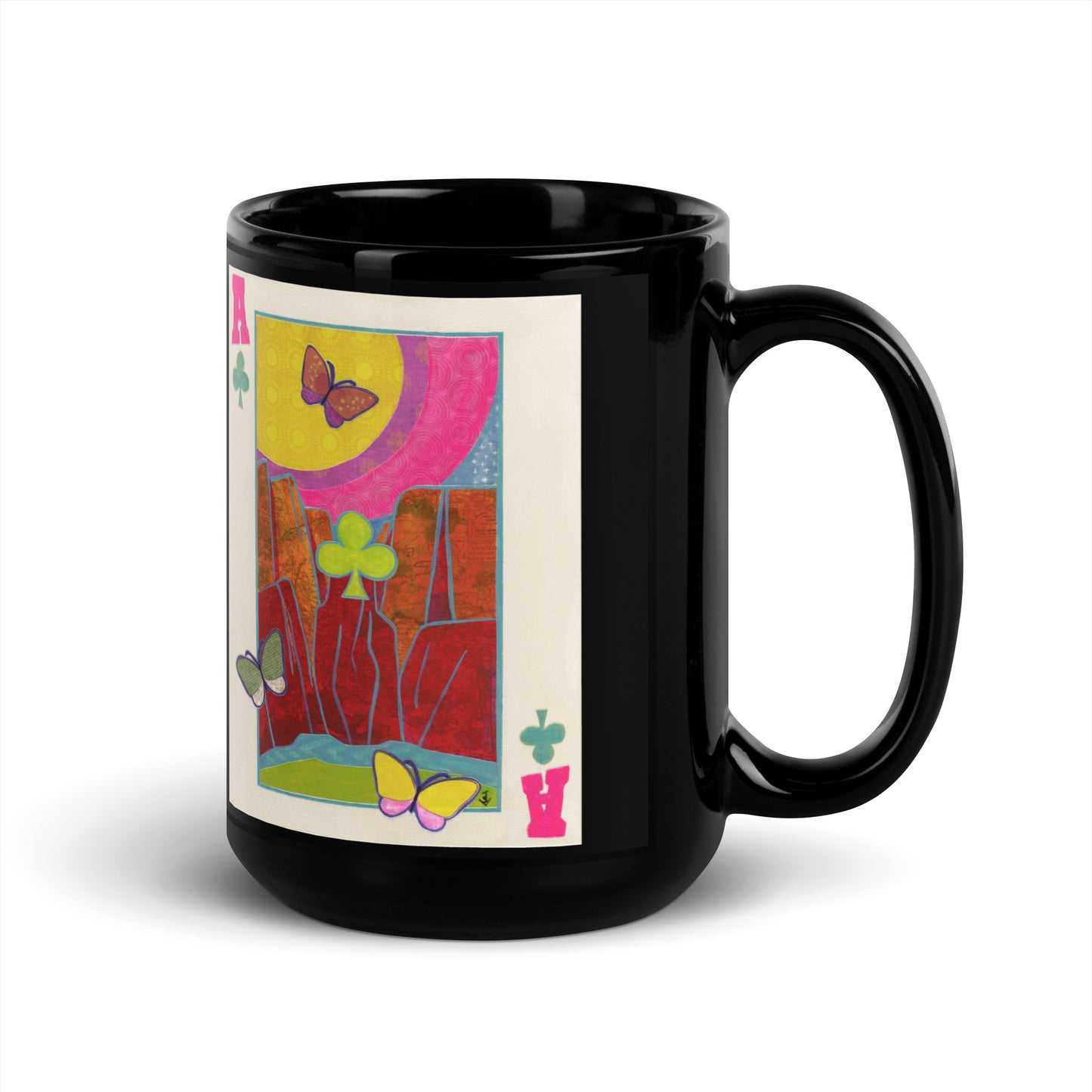 Ace of Clubs by Suzanne Villella | Black Glossy Mug