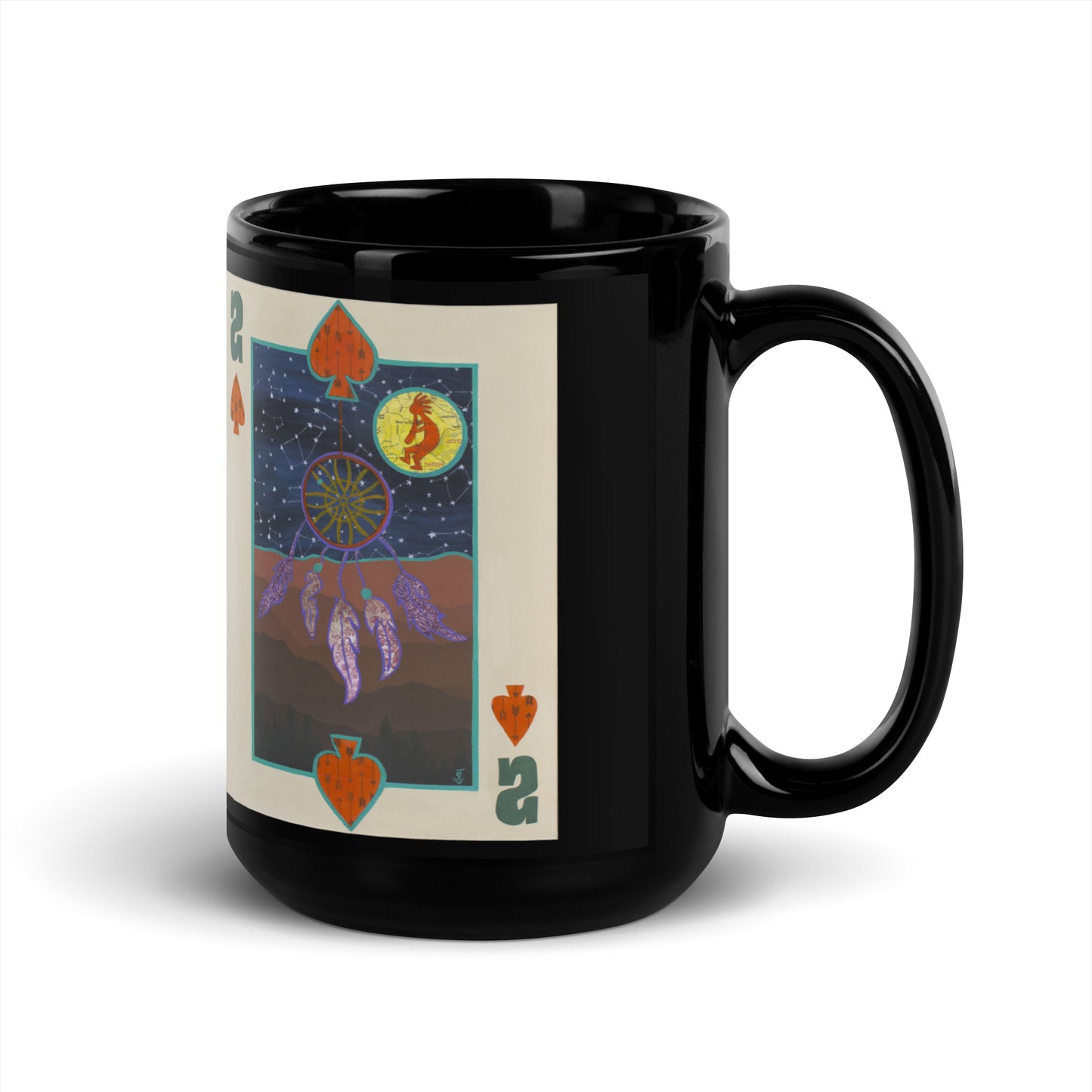 Two of Spades by Suzanne Villella | Black Glossy Mug