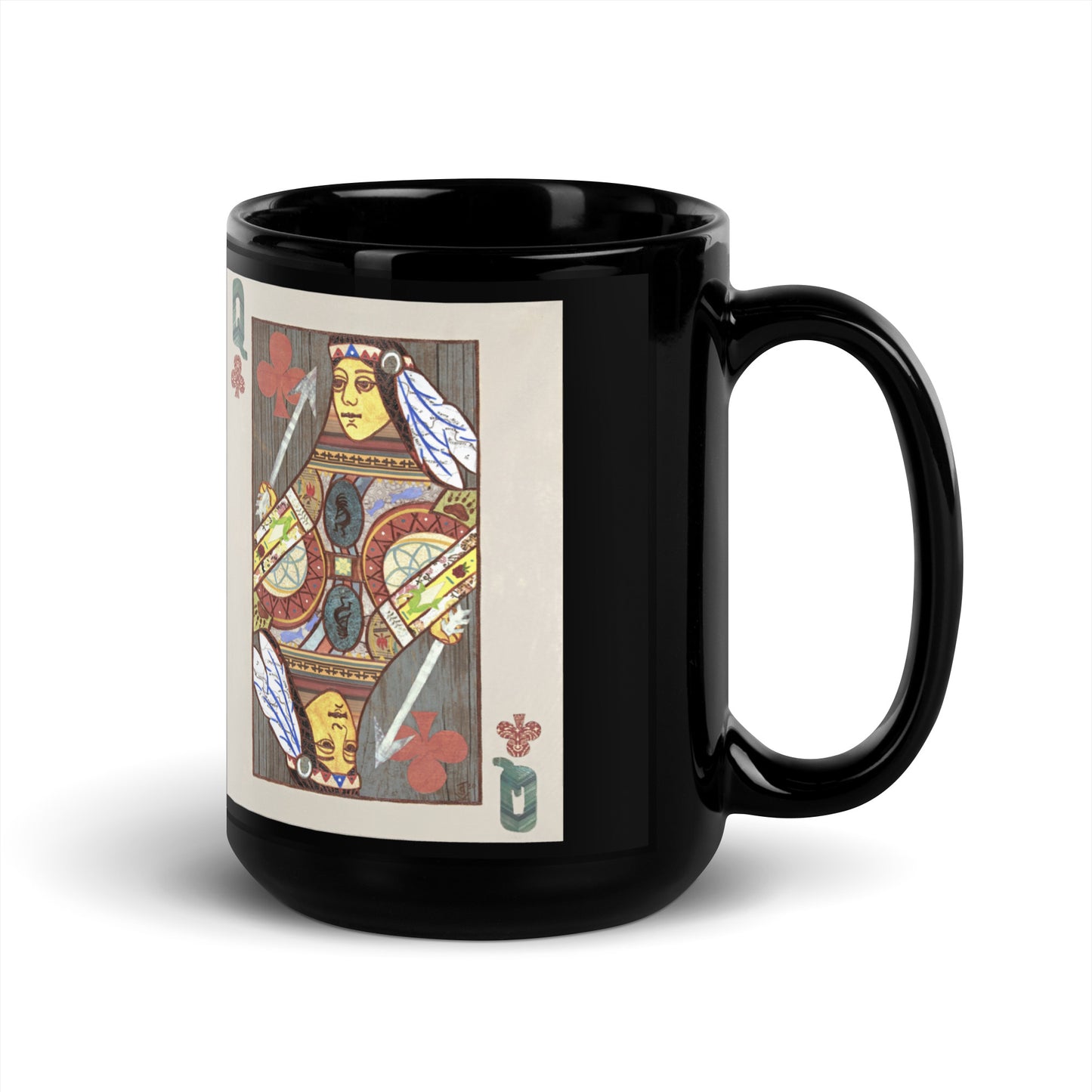 Queen of Clubs by Suzanne Villella | Black Glossy Mug