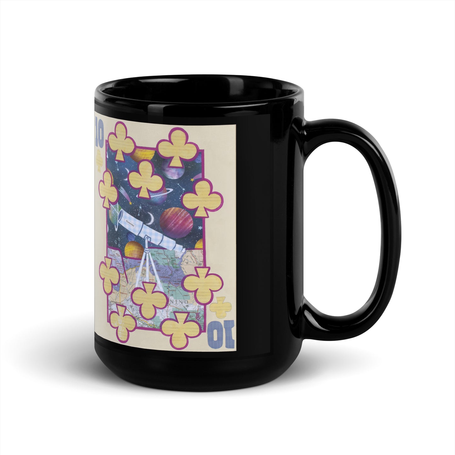 Ten of Clubs by Suzanne Villella | Black Glossy Mug