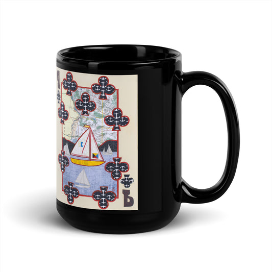 Nine of Clubs by Suzanne Villella | Black Glossy Mug