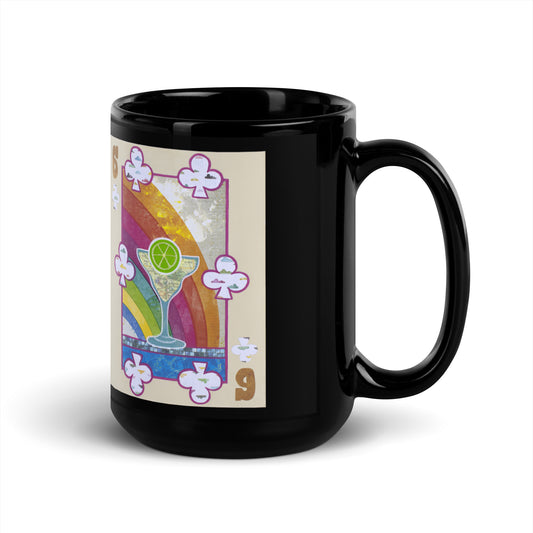 Six of Clubs by Suzanne Villella | Black Glossy Mug