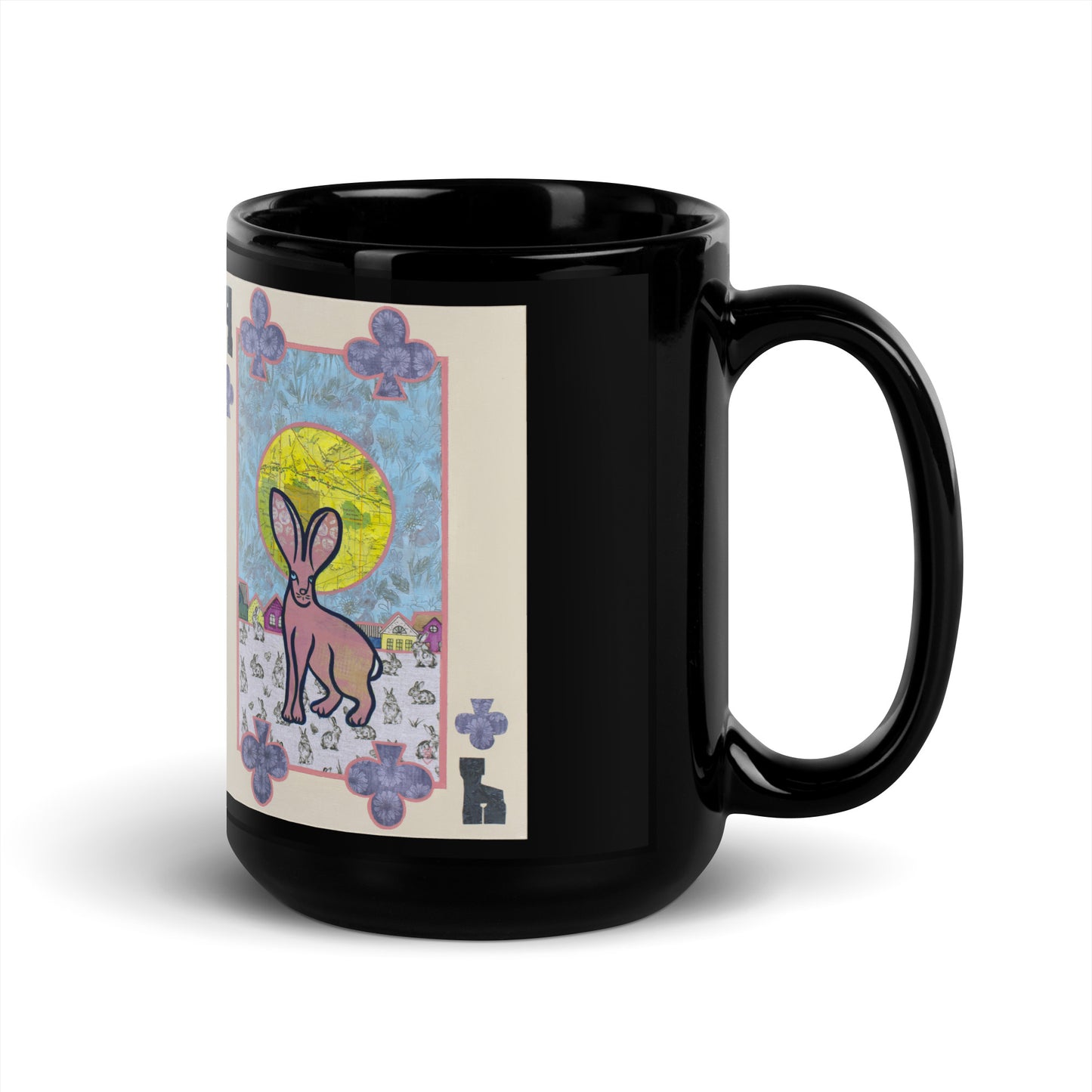 Four of Clubs by Suzanne Villella | Black Glossy Mug