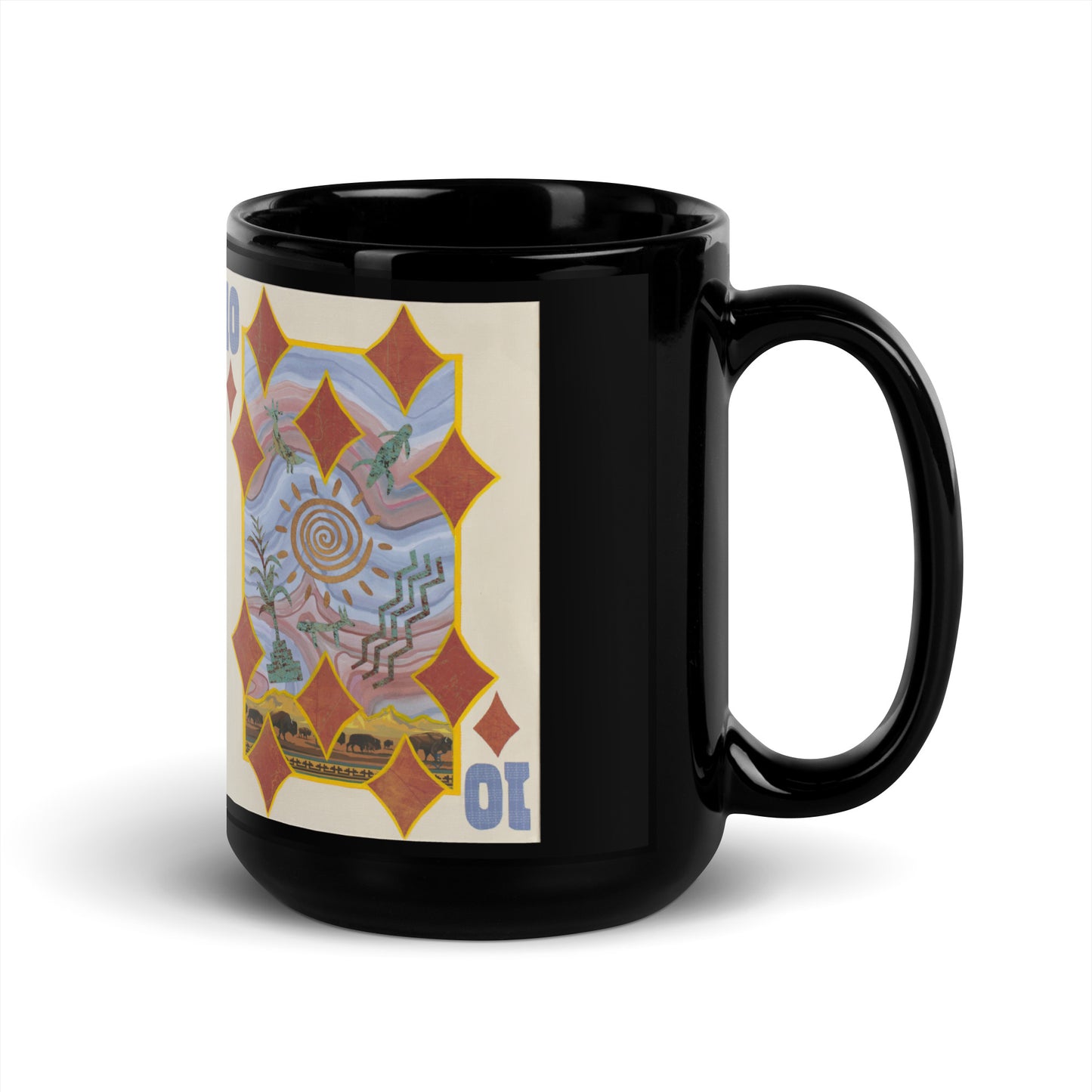 Ten of Diamonds by Suzanne Villella | Black Glossy Mug