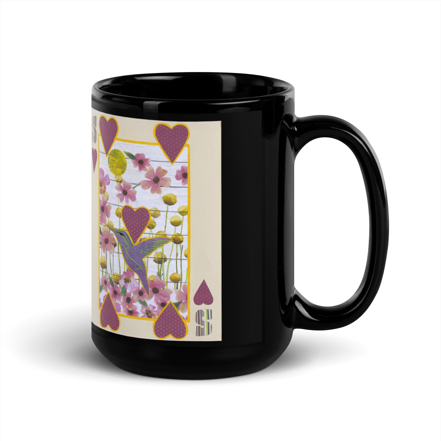 Five of Hearts by Suzanne Villella | Black Glossy Mug
