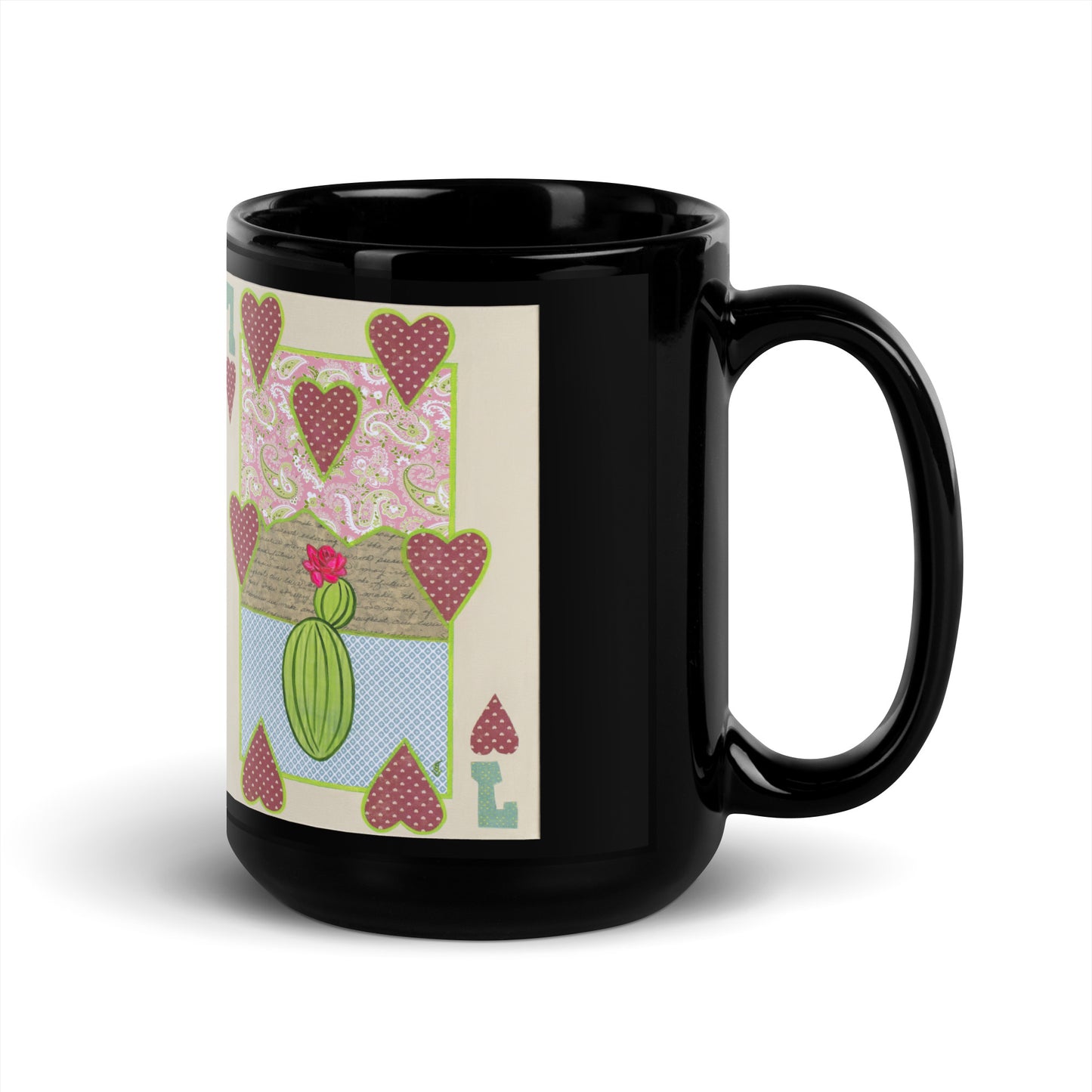 Seven of Hearts by Suzanne Villella | Black Glossy Mug