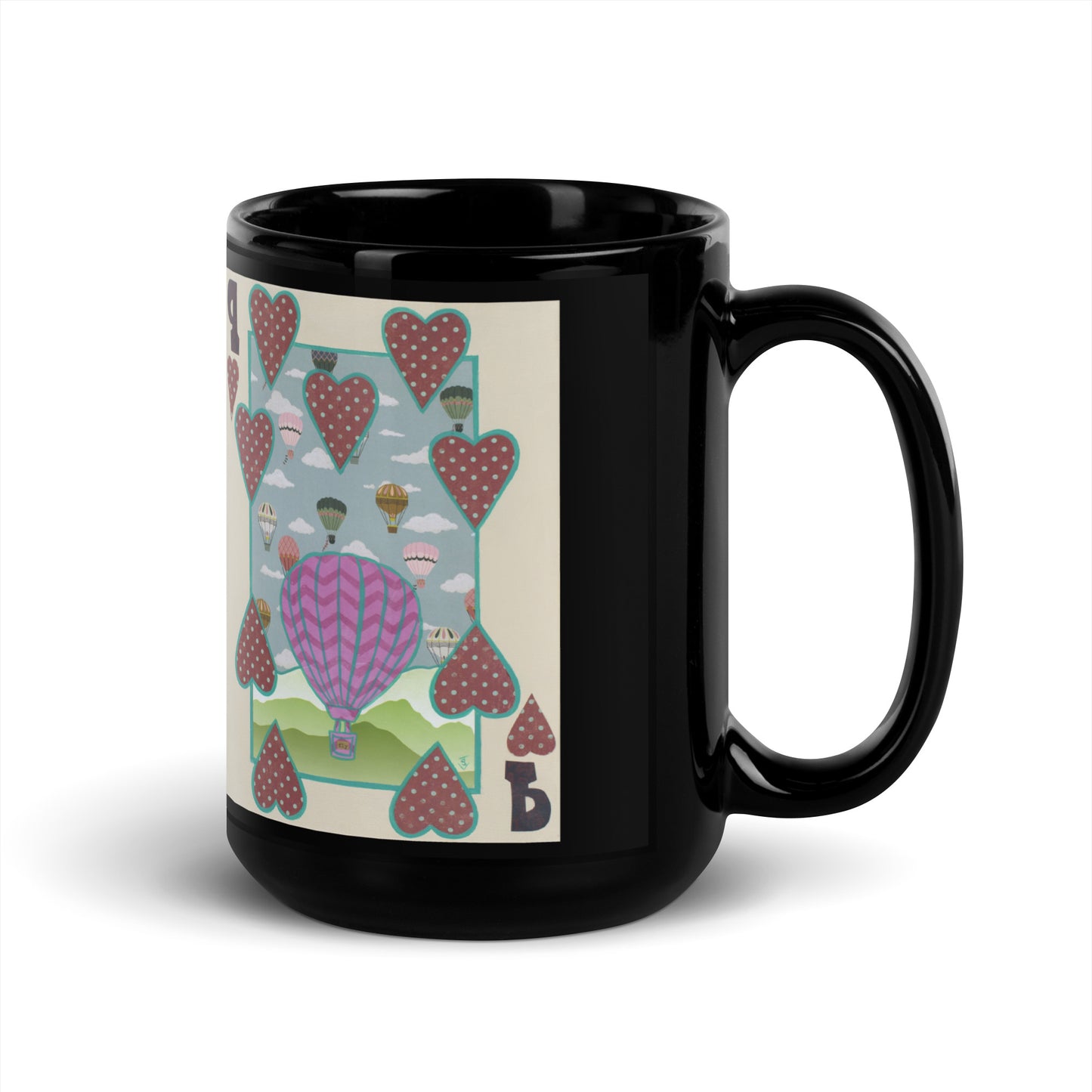 Nine of Hearts by Suzanne Villella | Black Glossy Mug