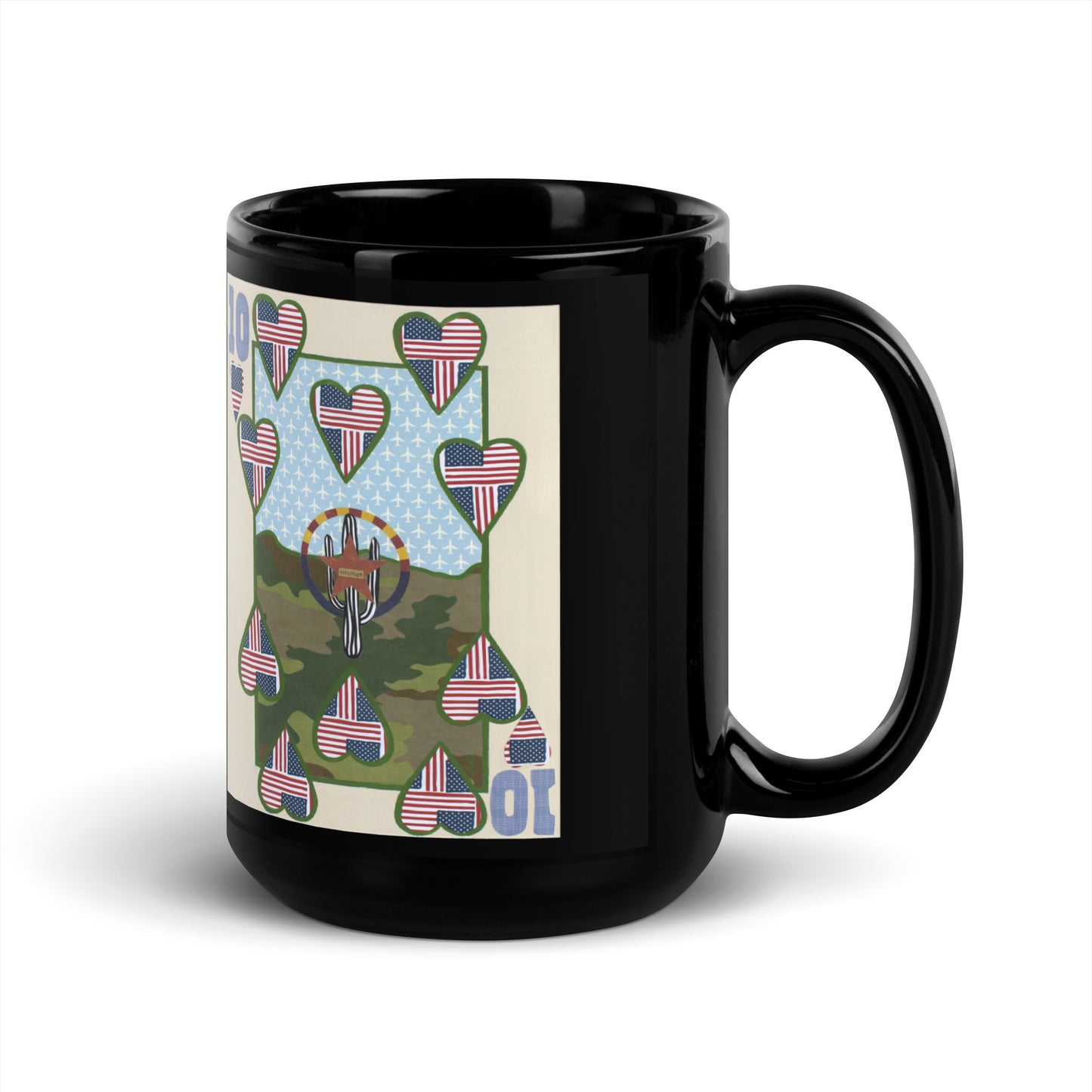 Ten of Hearts by Suzanne Villella | Black Glossy Mug