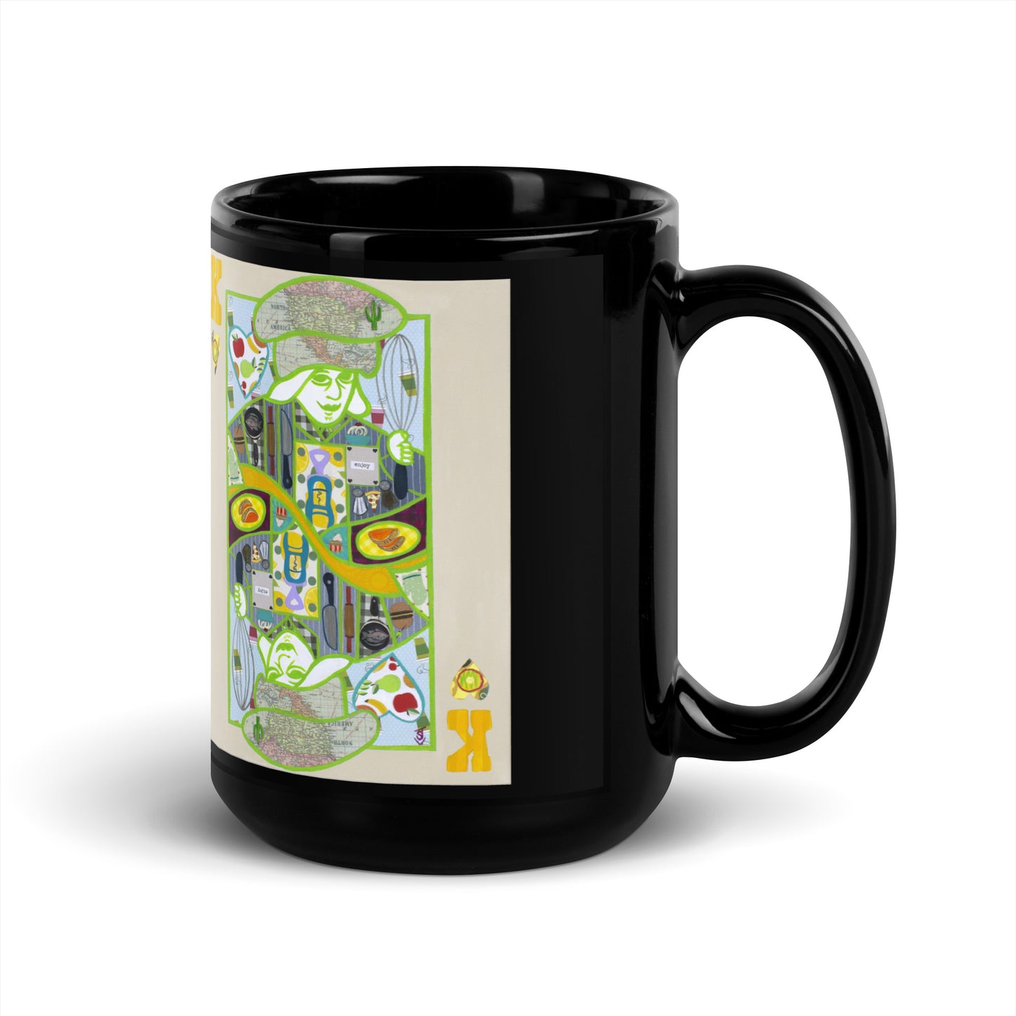 King of Hearts by Suzanne Villella | Black Glossy Mug