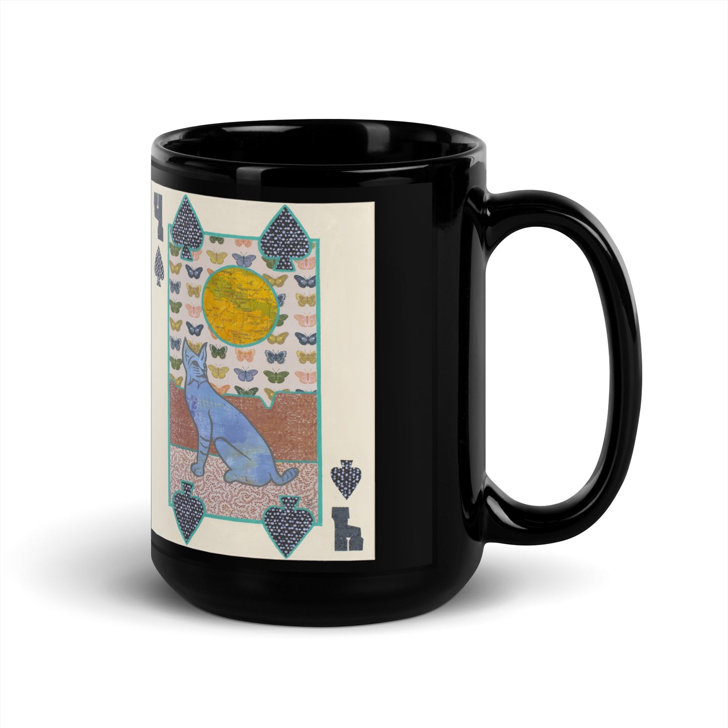 Four of Spades by Suzanne Villella | Black Glossy Mug