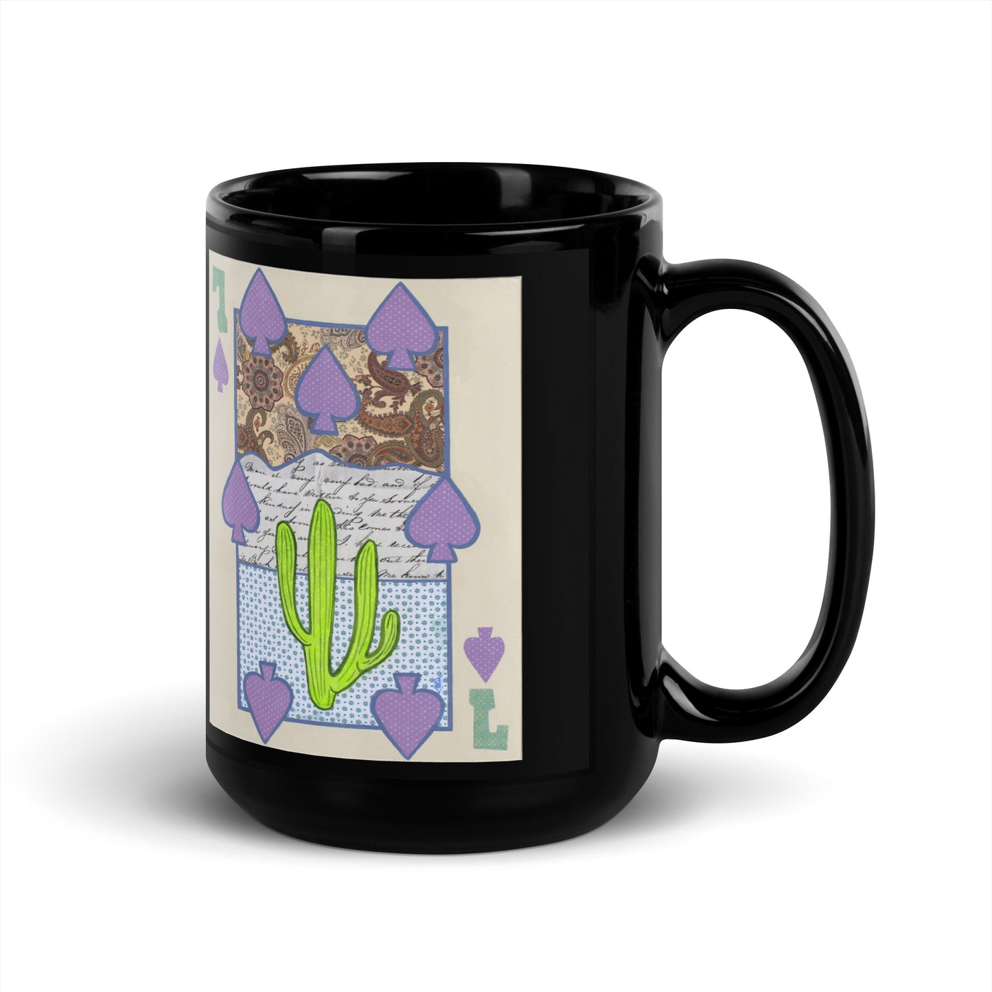 Seven of Spades by Suzanne Villella | Black Glossy Mug