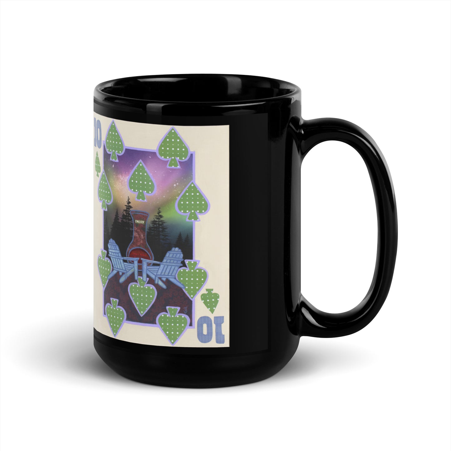 Ten of Spades by Suzanne Villella | Black Glossy Mug