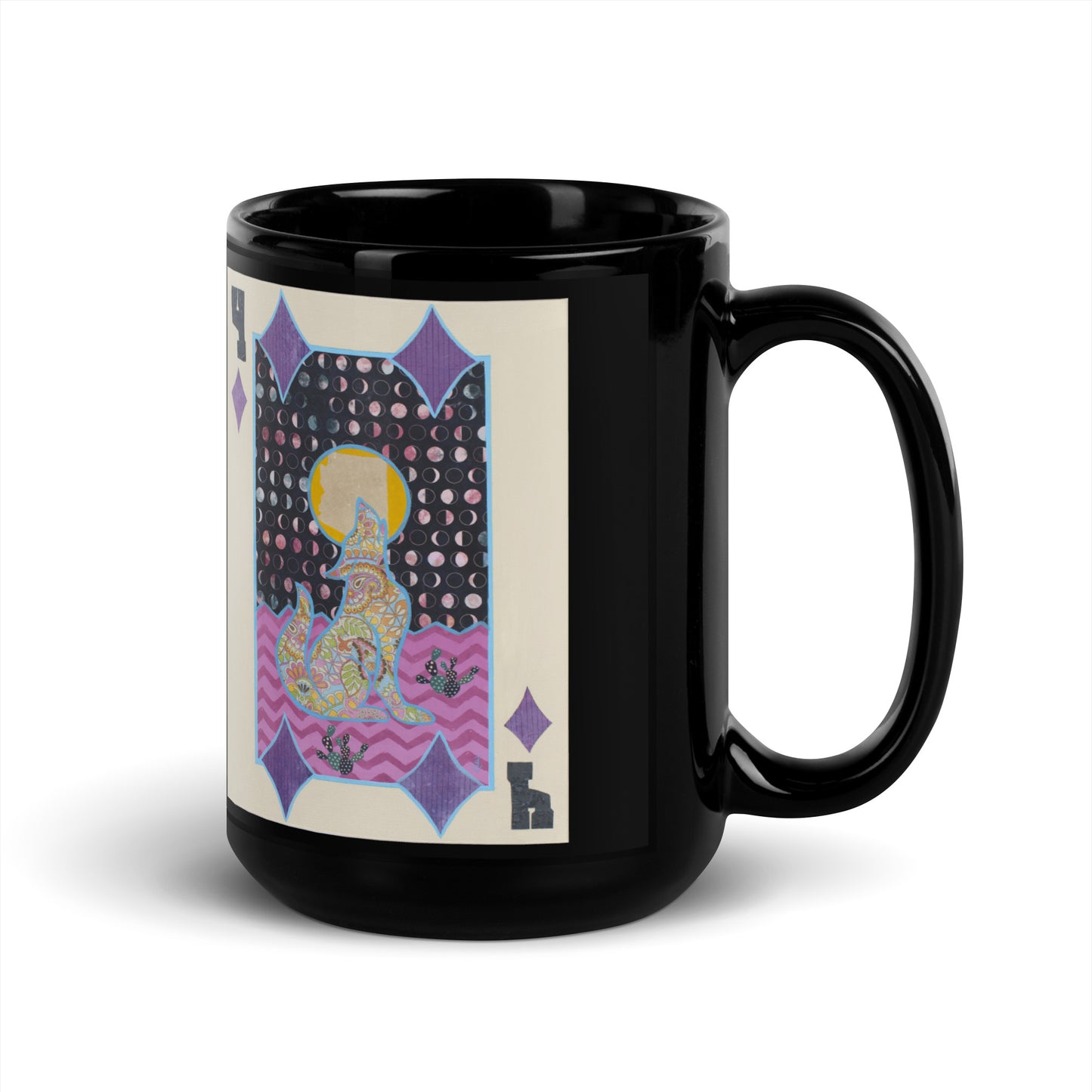 Four of Diamonds by Suzanne Villella | Black Glossy Mug